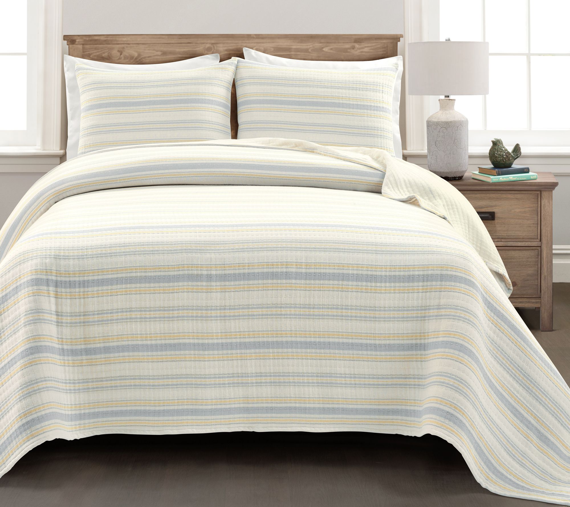 Solange Stripe Pick Stitch Kantha Yarn Dyed Cotton Woven FL/QN