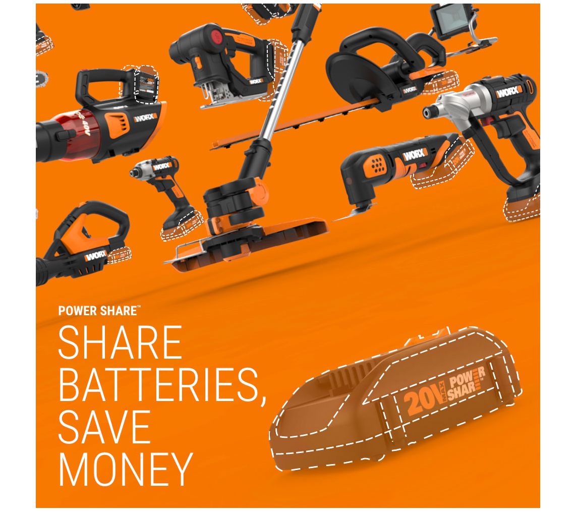 WORX POWER SHARE 20V LEAFJET 410CFM 125MPH Cord less Blower QVC