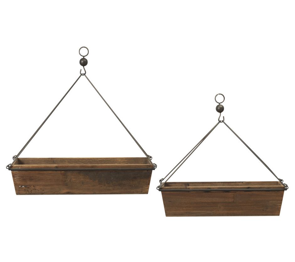 S/2 Wood and Metal Planters by Gerson Co