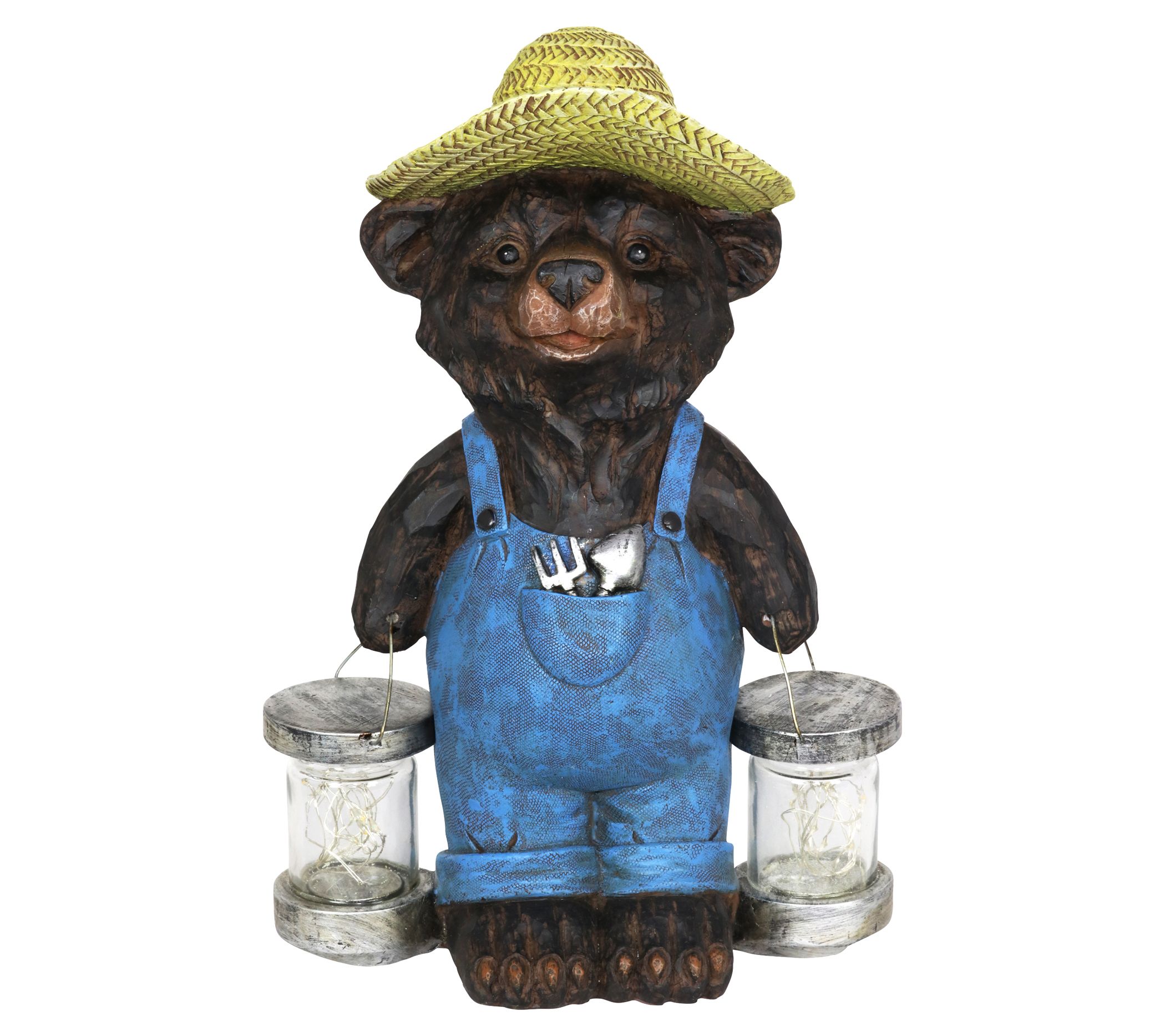 Exhart Solar Farmhouse Firefly Bear Statue