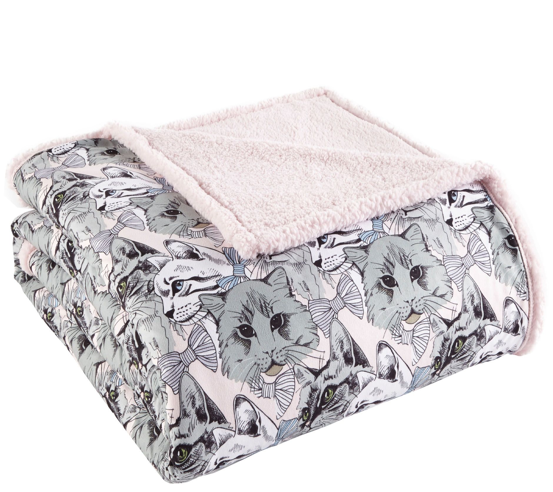 Shavel Micro Flannel to Sherpa Full/Queen Cat C ollage Blanket