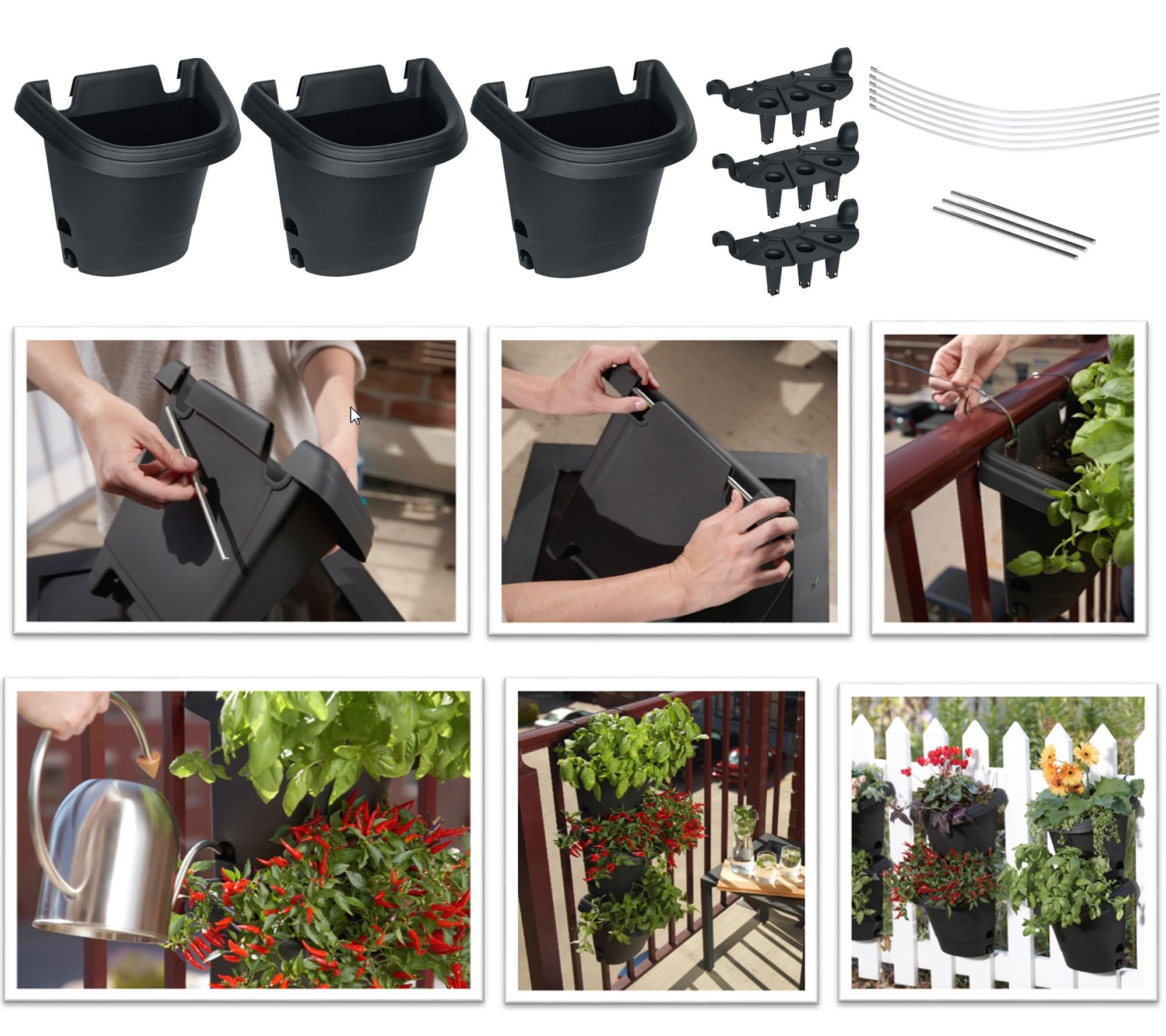 Bloem Hanging Garden Planter System 3 Pack Black - QVC.com