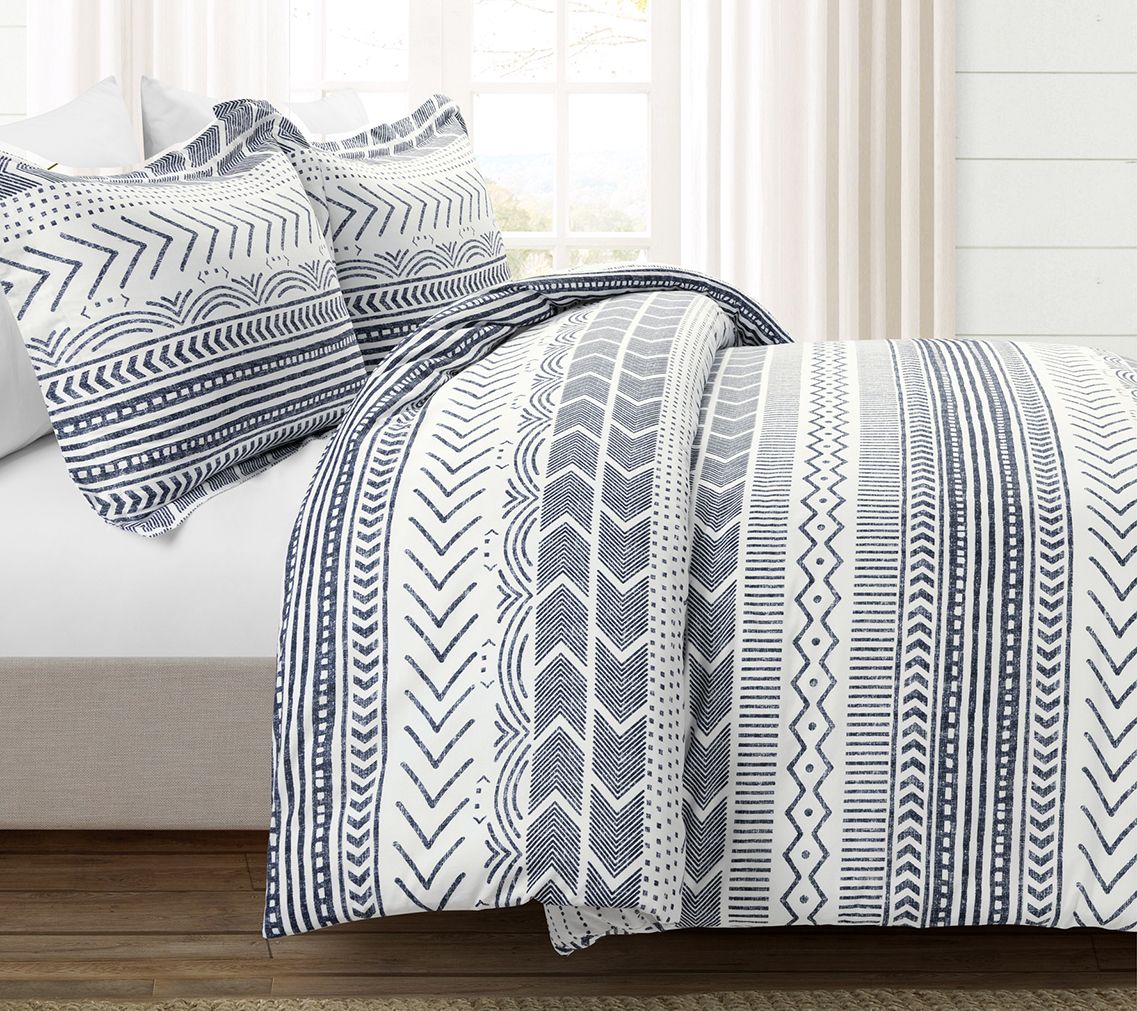 Hygge Geo Rev. Cotton Duvet Set F/Q by Lush Decor