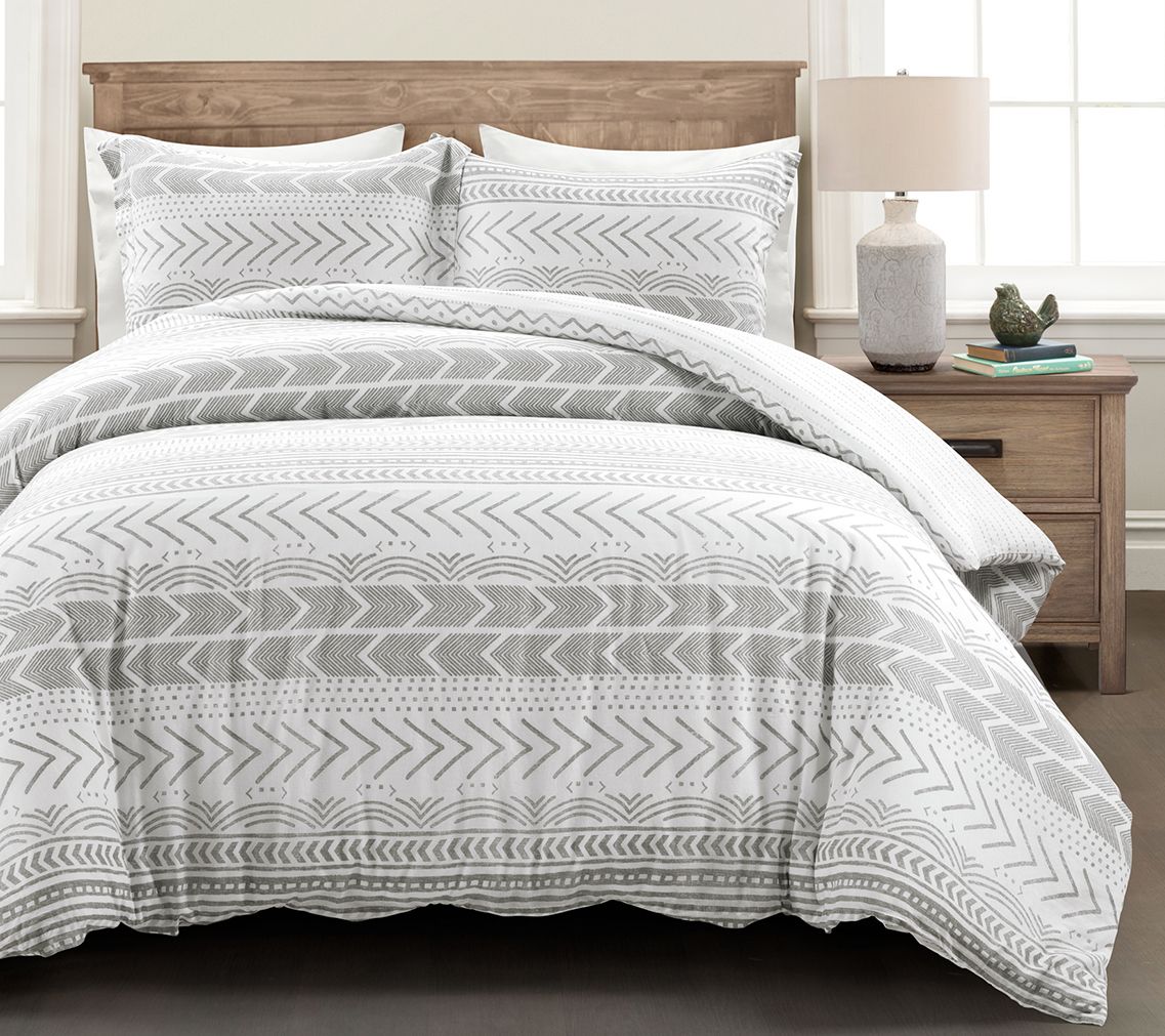 Hygge Geo Rev. Cotton Duvet Set F/Q by Lush Decor