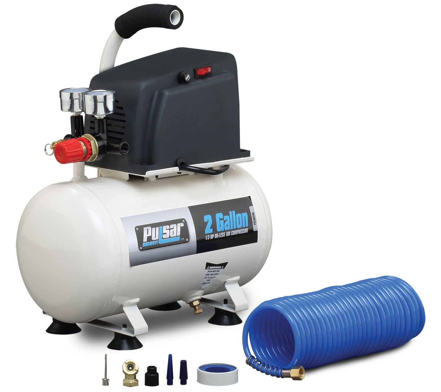 Pulsar 2 Gallon Air Compressor with Hose & 6 Accessories