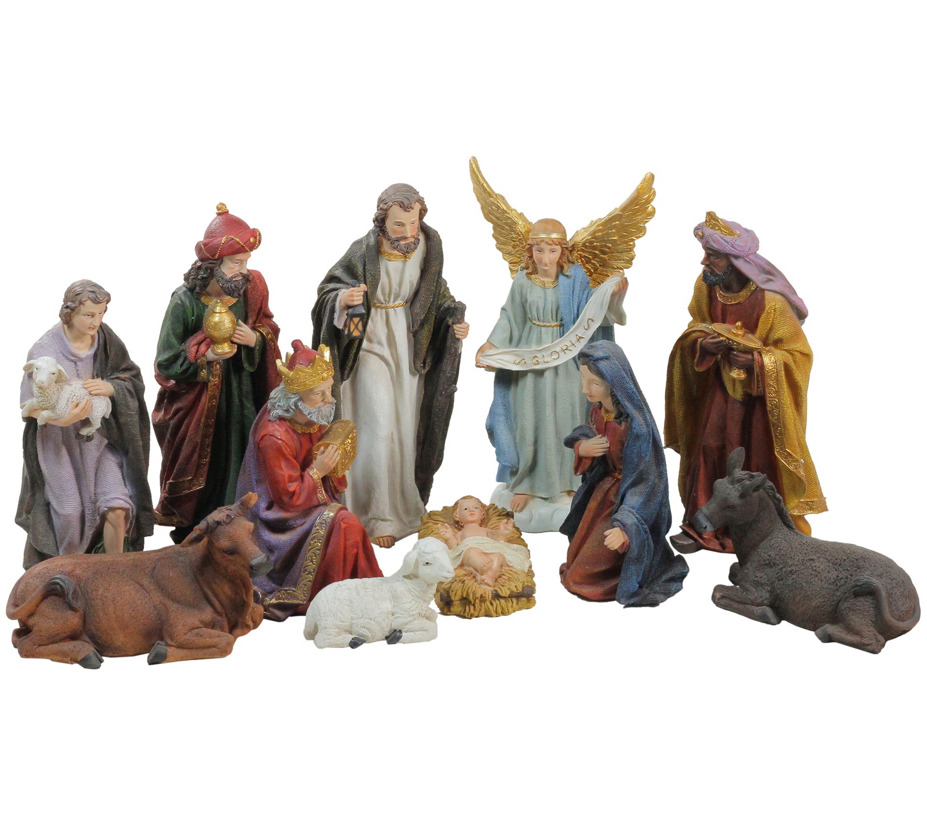 Northlight 11pc Blue & Red Nativity Figurine Set 12.25"