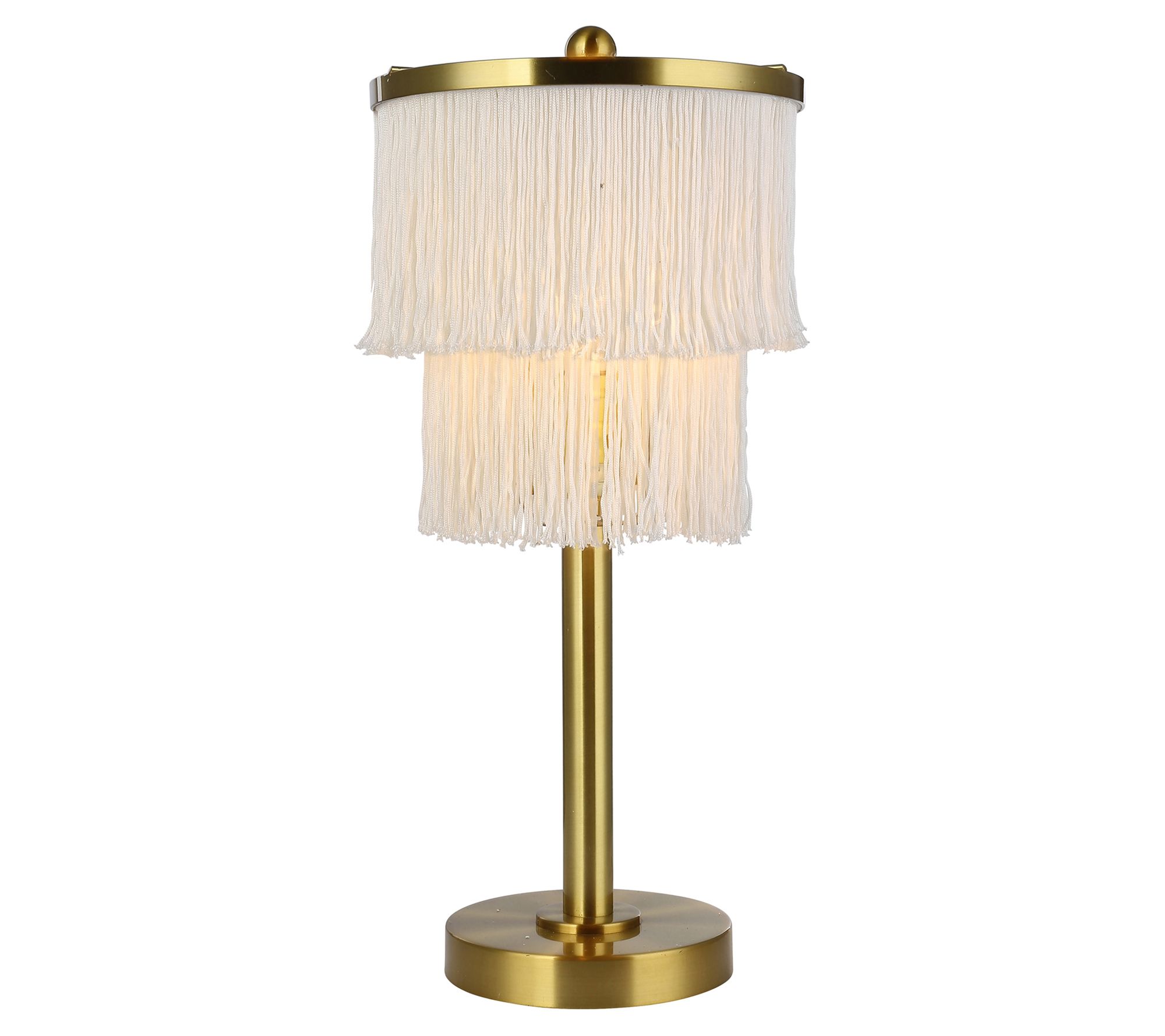 River of Goods Polished Metal Accent Lamp With Fringe Shade