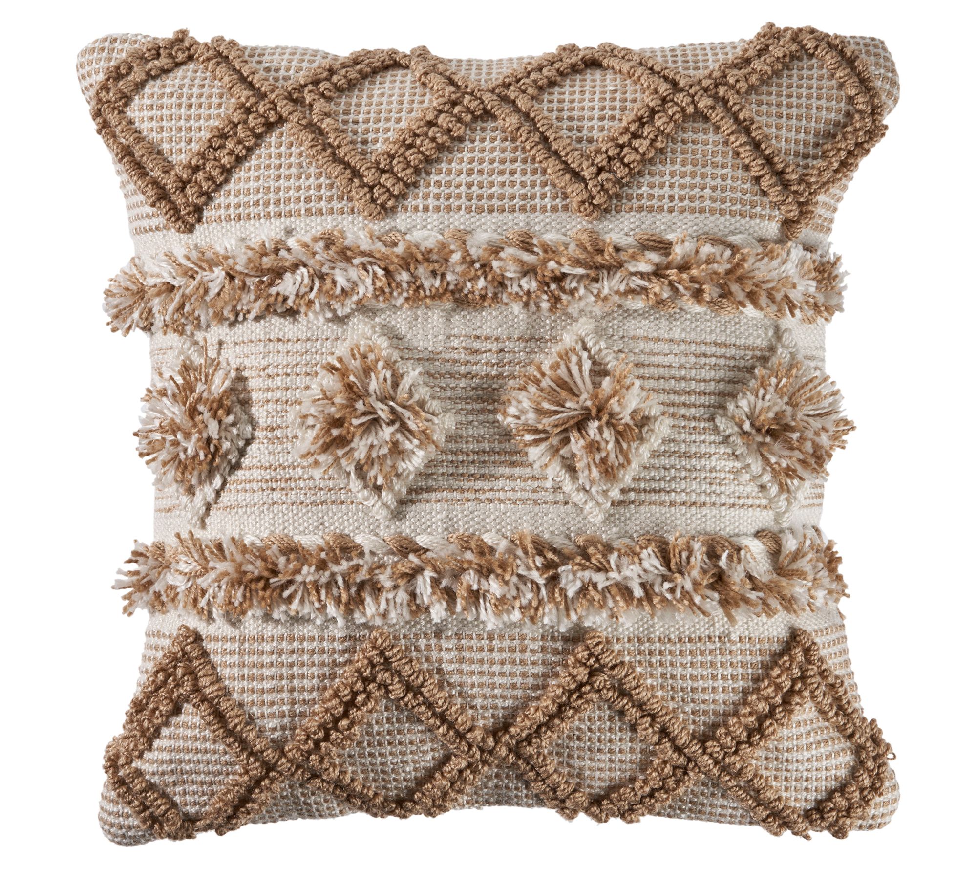 Ox Bay Neutral Pom Pom Geometric Indoor/Outdoor Throw Pillow