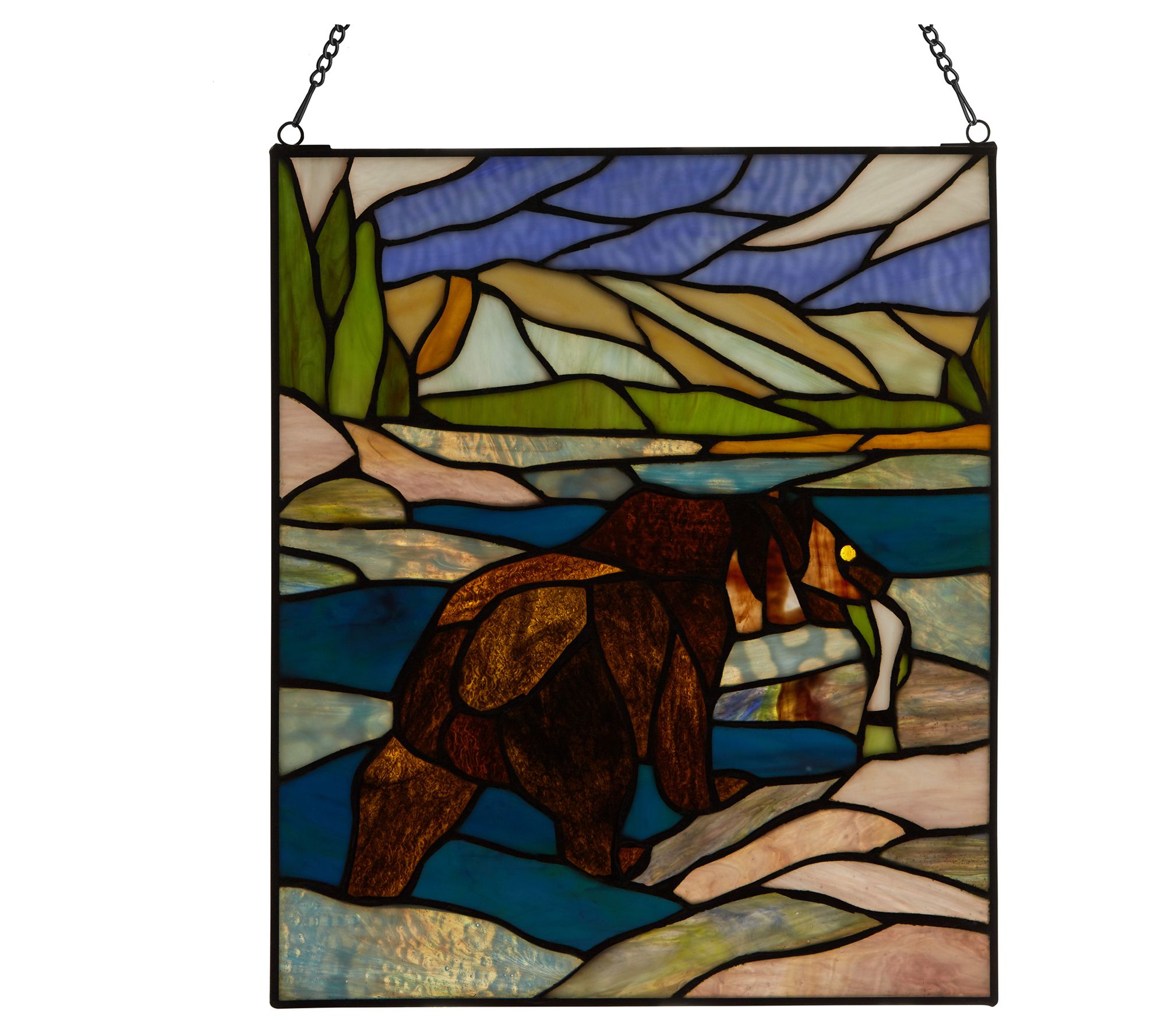 River of Goods 14"H Bear Stained Glass Window Panel
