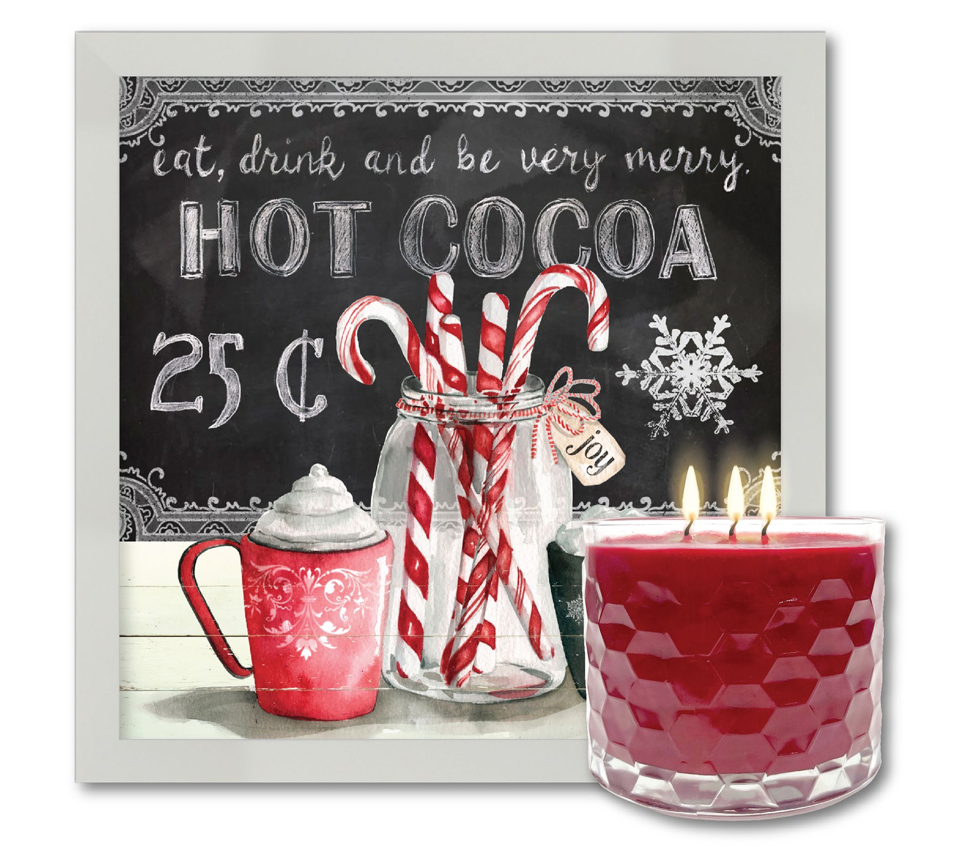 Courtside Peppermint Cocoa 8x8 Art & 13.5 oz 3ick Candle