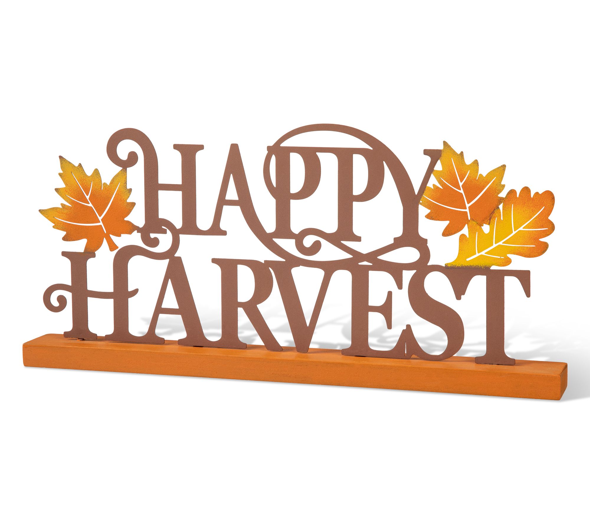 Glitzhome 18"L Wood & Metal Happy Harvest Table  Decor