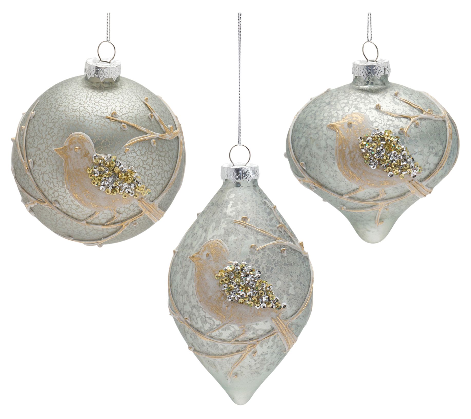 Melrose Beaded Glass Bird Ornament (Set of 6)