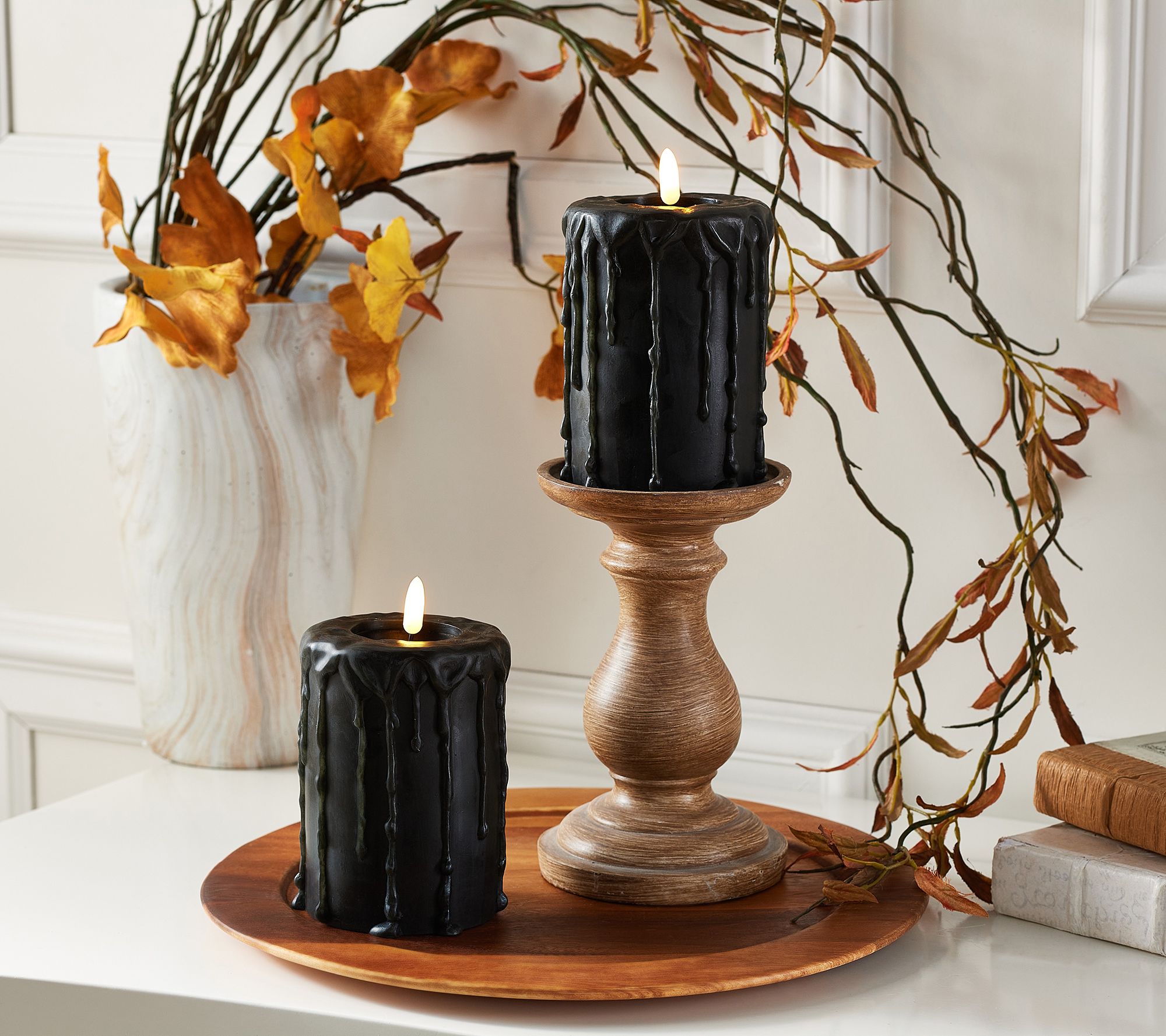 "As Is" Lightscapes Set of 2 Dripped Wax Flameless LED Candles