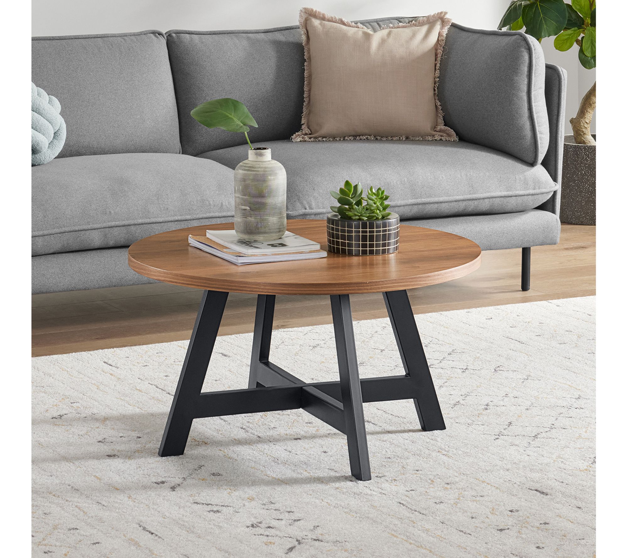 Lavish Home Coffee Table Industrial Modern Round Table