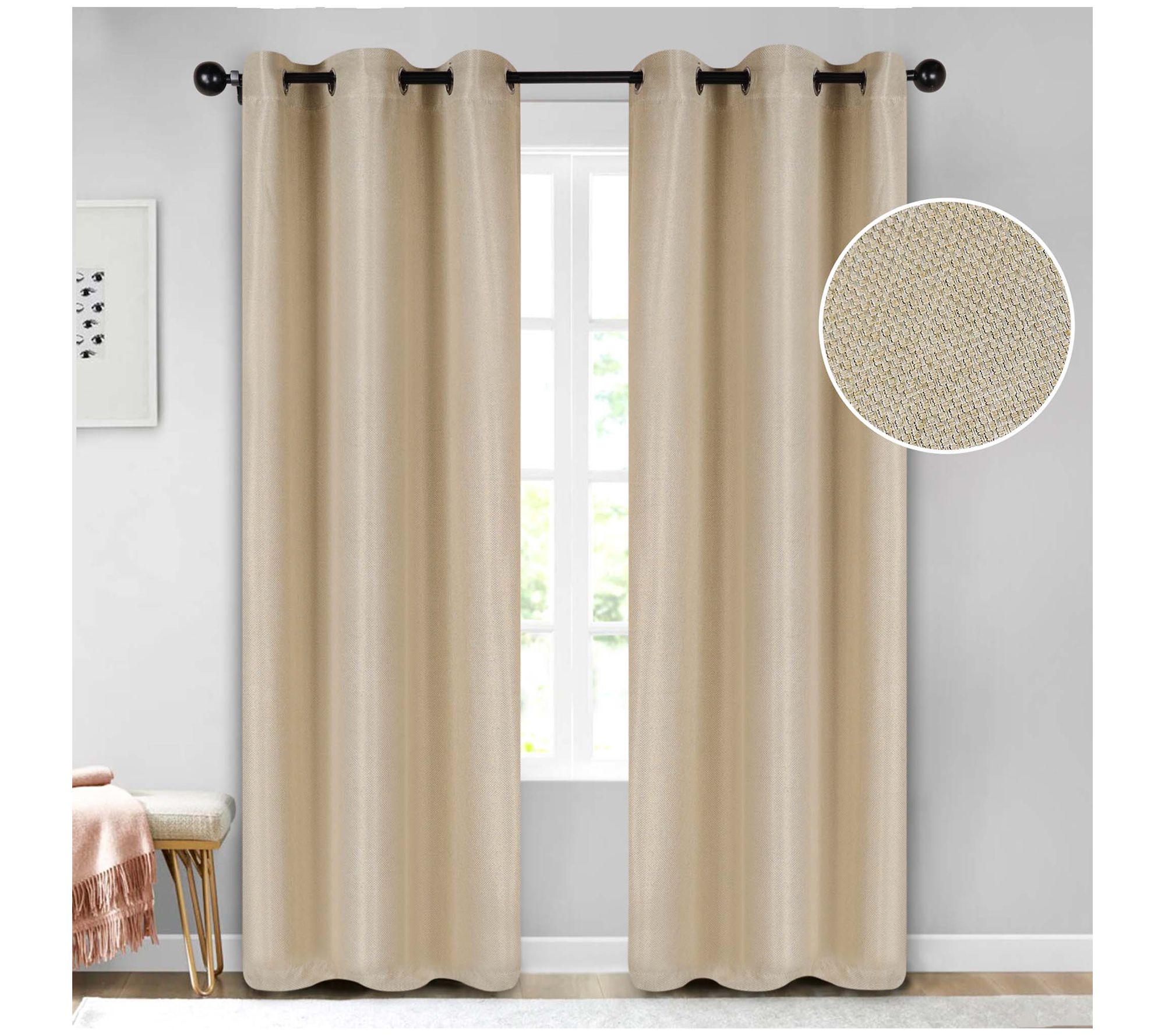 Superior Jaxon Textured Blackout Curtain S/2 Panels, 42X108