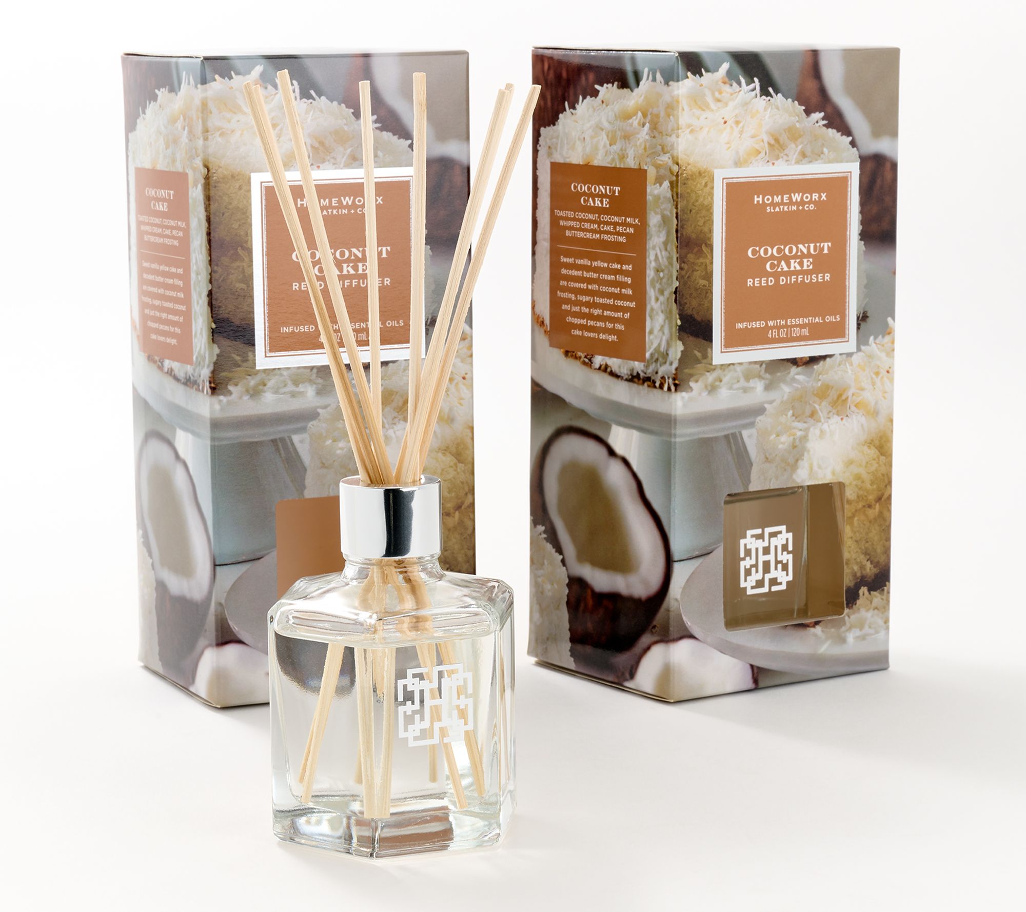 HomeWorx by Slatkin + Co. S/2 Coconut Cake Reed Diffusers