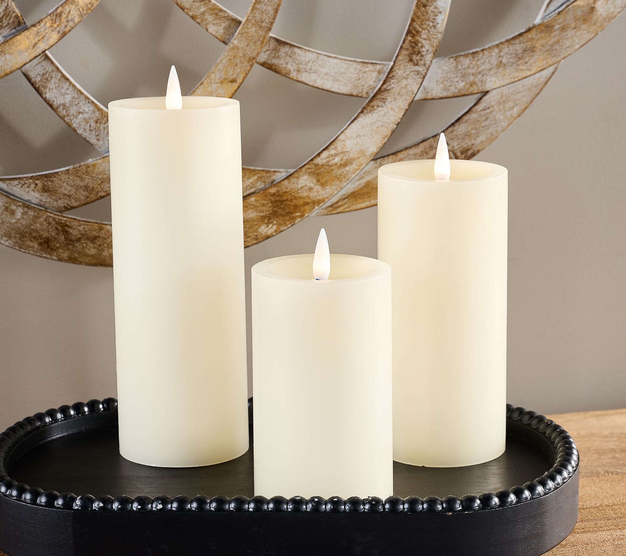 Set of 3 Candle Light Wax Candles with Remote by Valerie