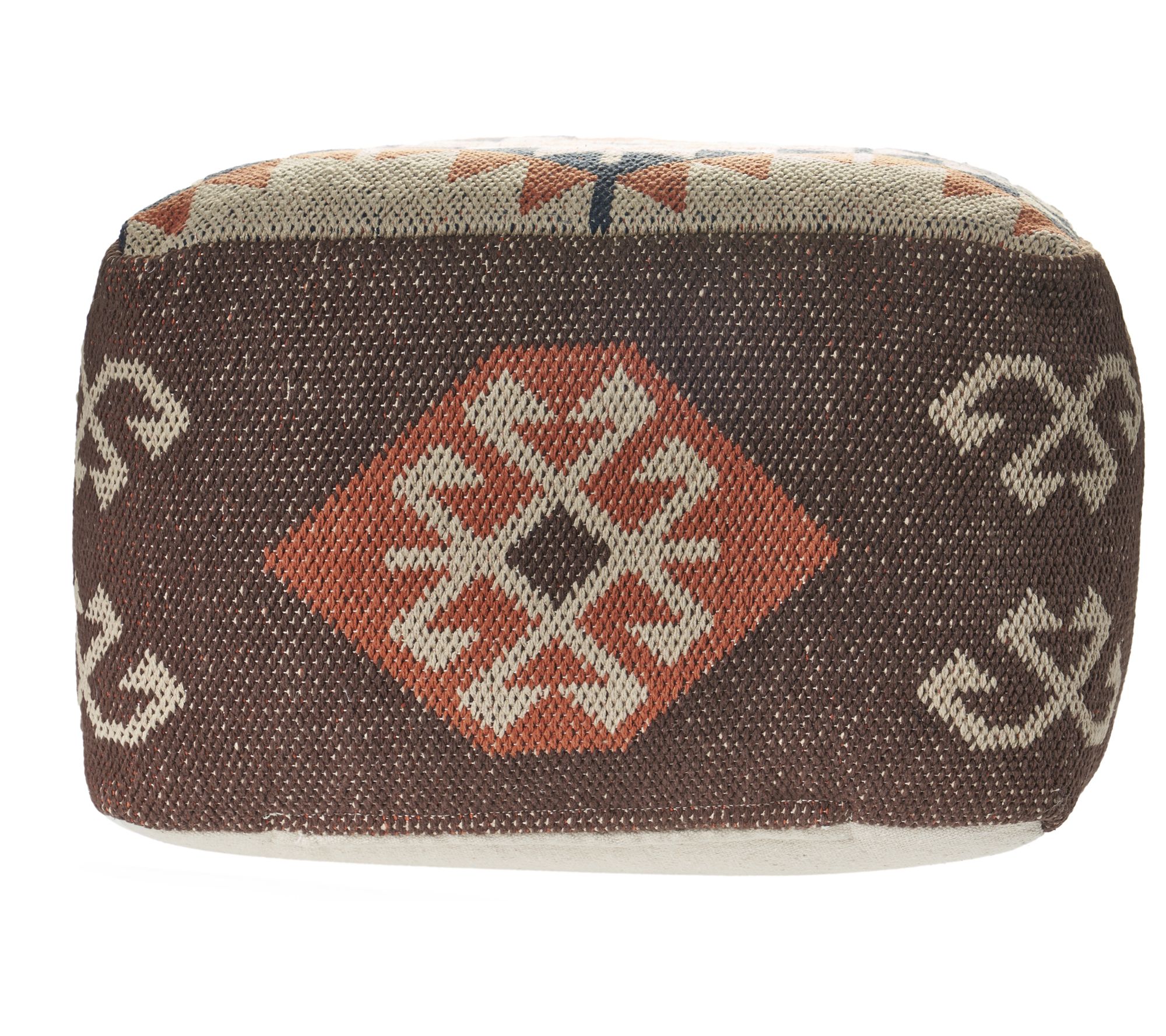 Ox Bay Tribal Hand-Woven Cotton Blend Pouf Otto man