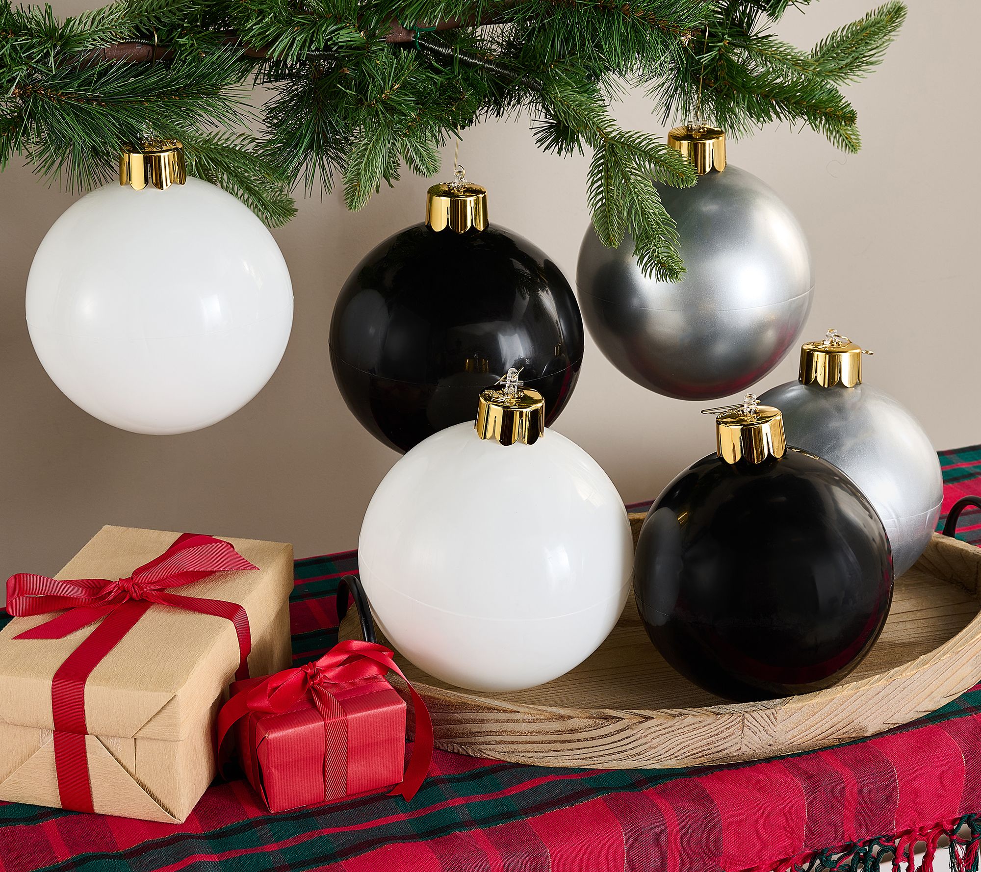 Holiball Set of 6 8" Inflatable Ornaments with Hardware & Pump