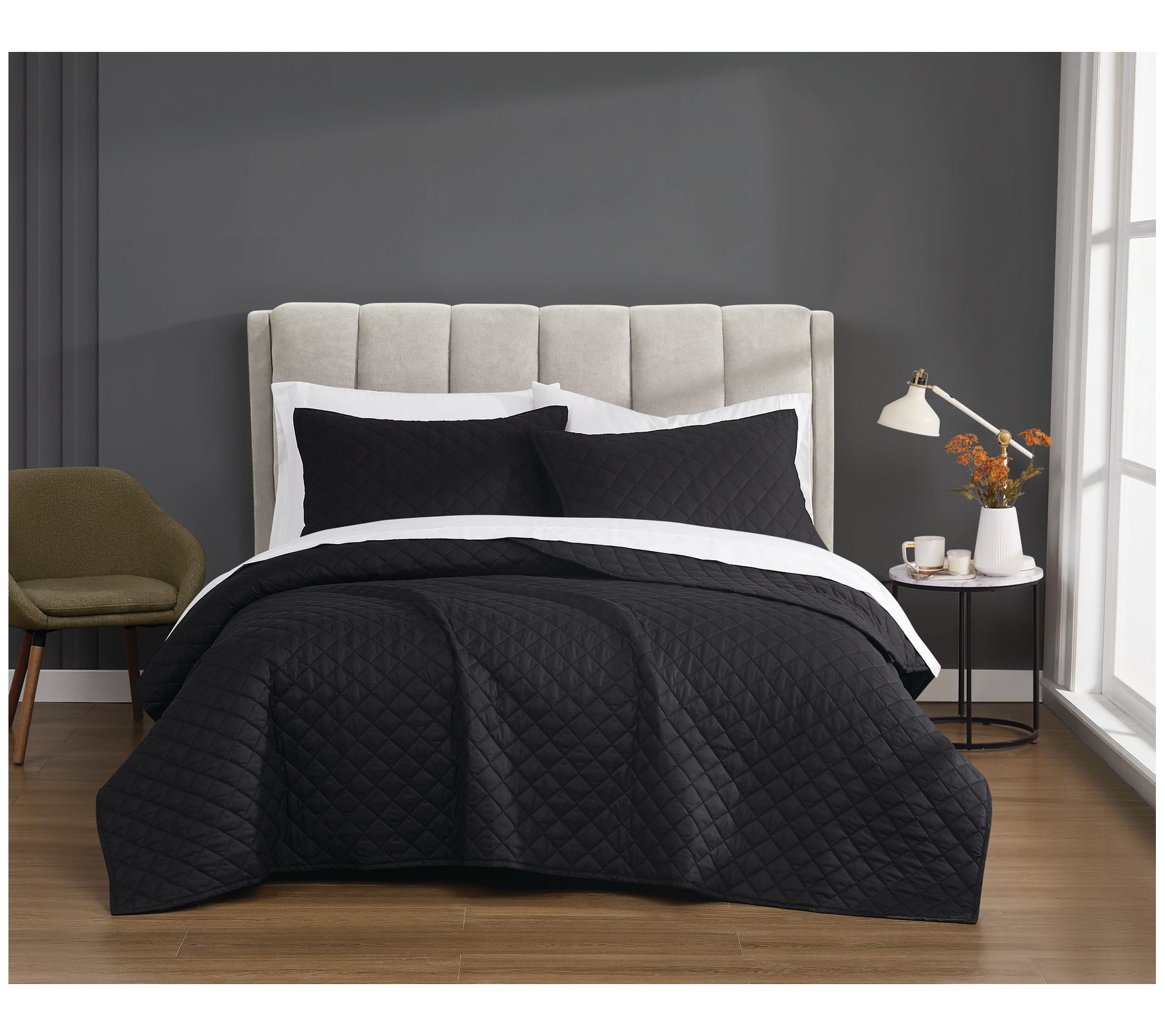 Cannon Solid Percale Full/Queen 3-Piece Quilt Set