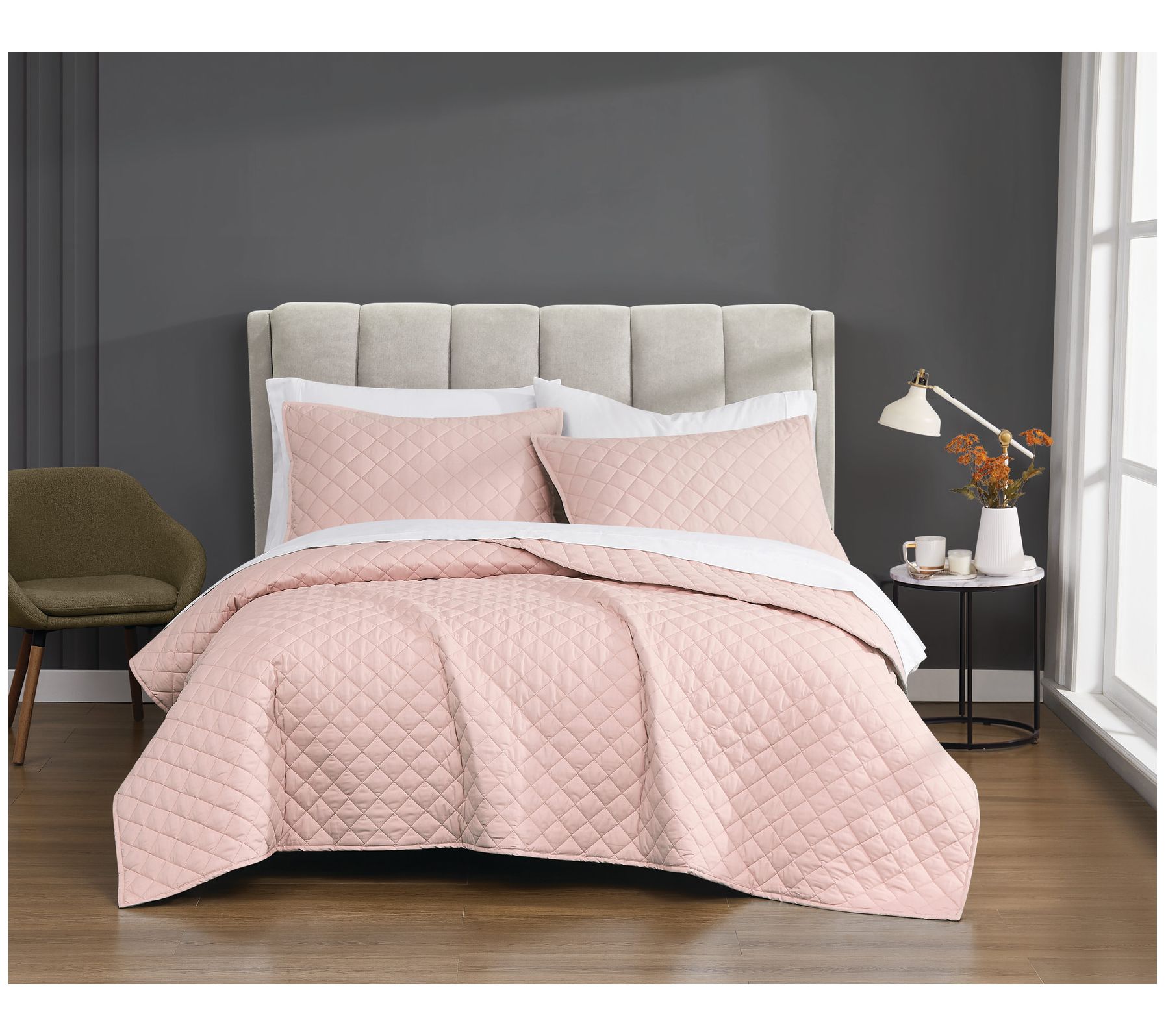 Cannon Solid Percale Full/Queen 3-Piece Quilt Set