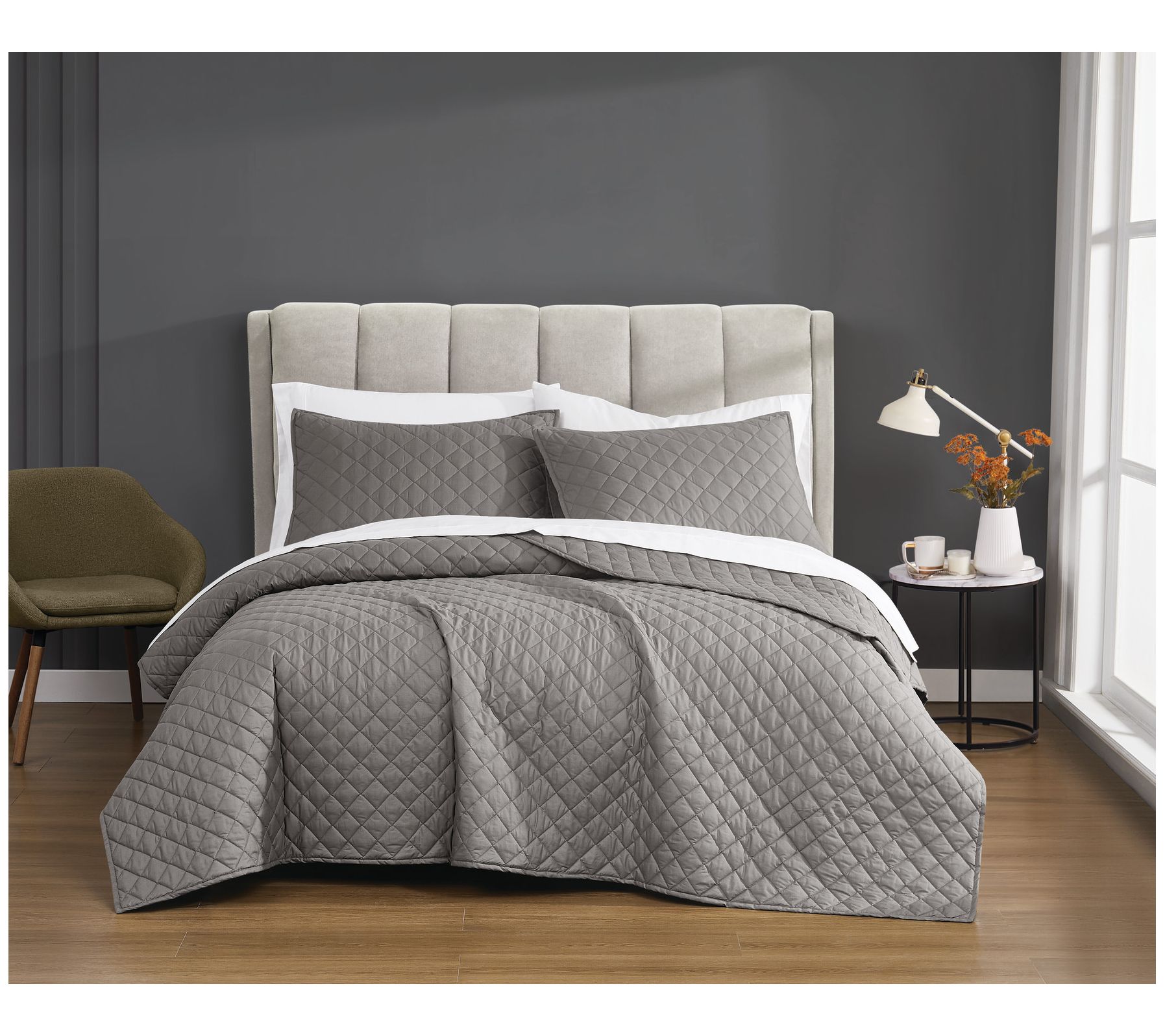 Cannon Solid Percale Full/Queen 3-Piece Quilt Set