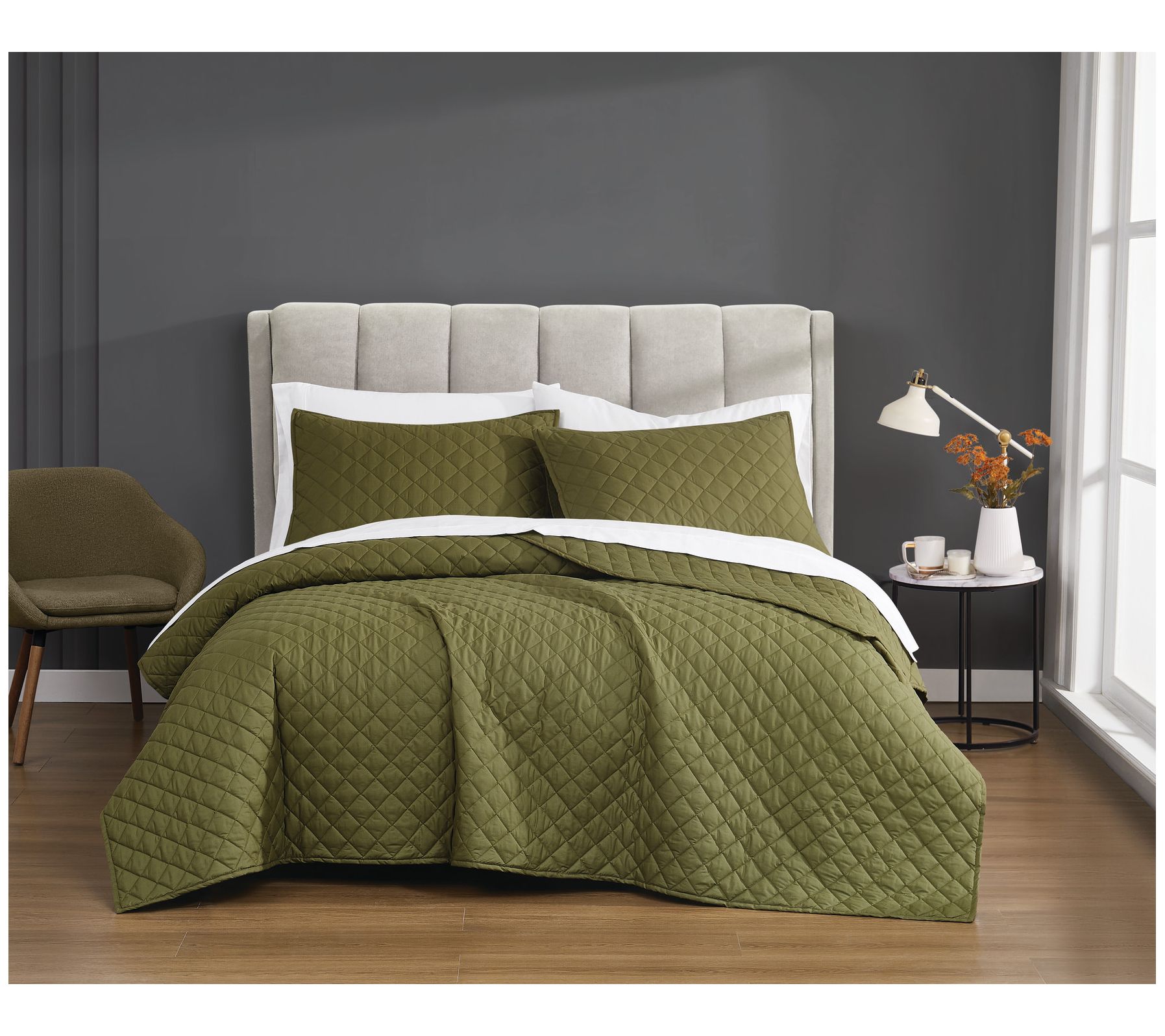 Cannon Solid Percale Full/Queen 3-Piece Quilt Set