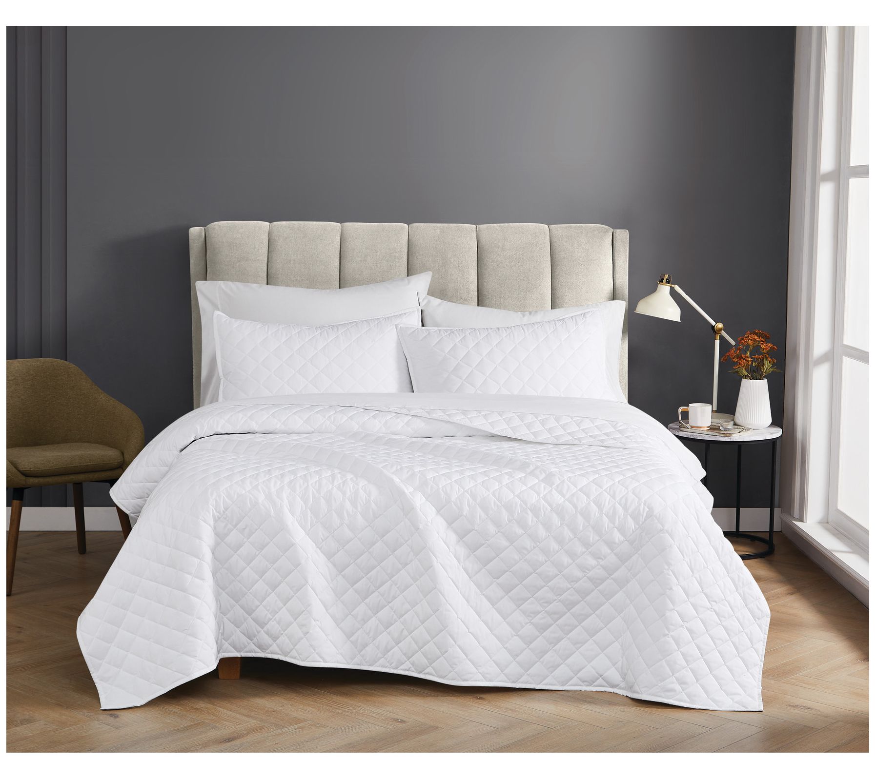 Cannon Solid Percale Full/Queen 3-Piece Quilt Set