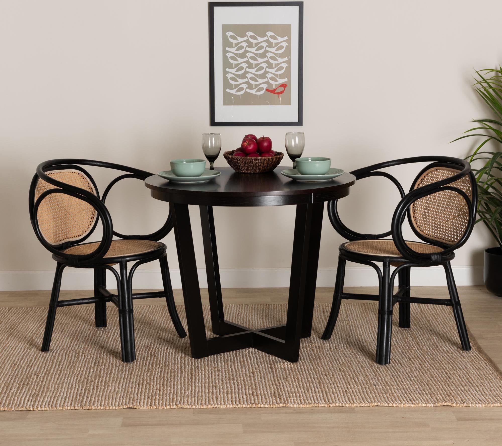 bali & pari Palesa Black and Brown Rattan Dining Chair
