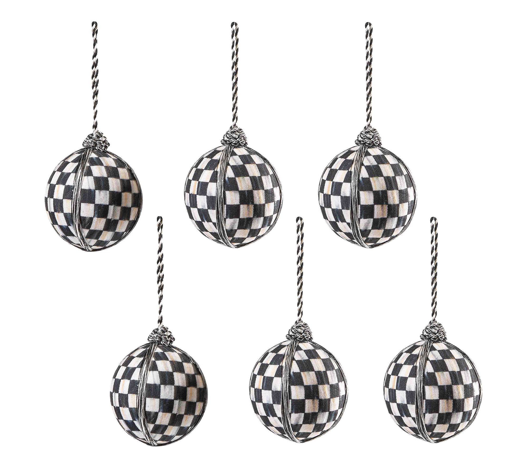 MacKenzie-Childs Courtly Check Medium Ball Ornaments, Set of 6