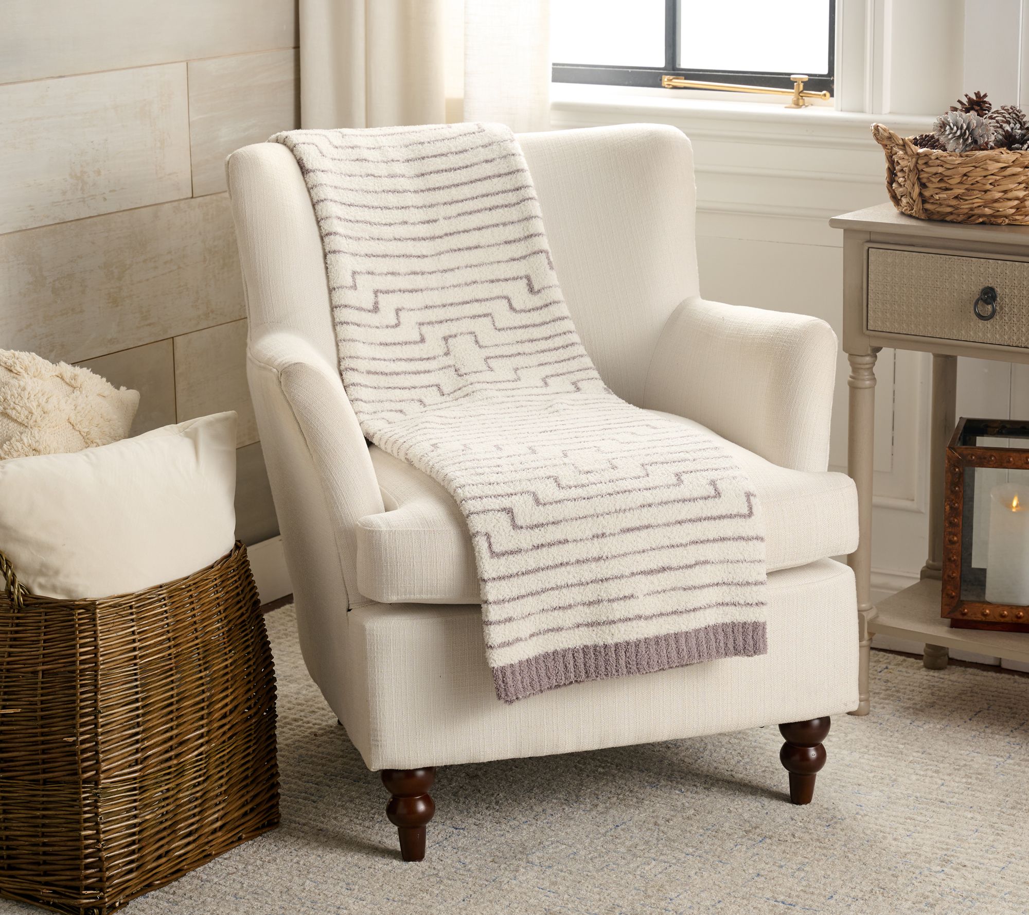 Barefoot Dreams CozyChic Diamond Stripe 45x60 Blanket