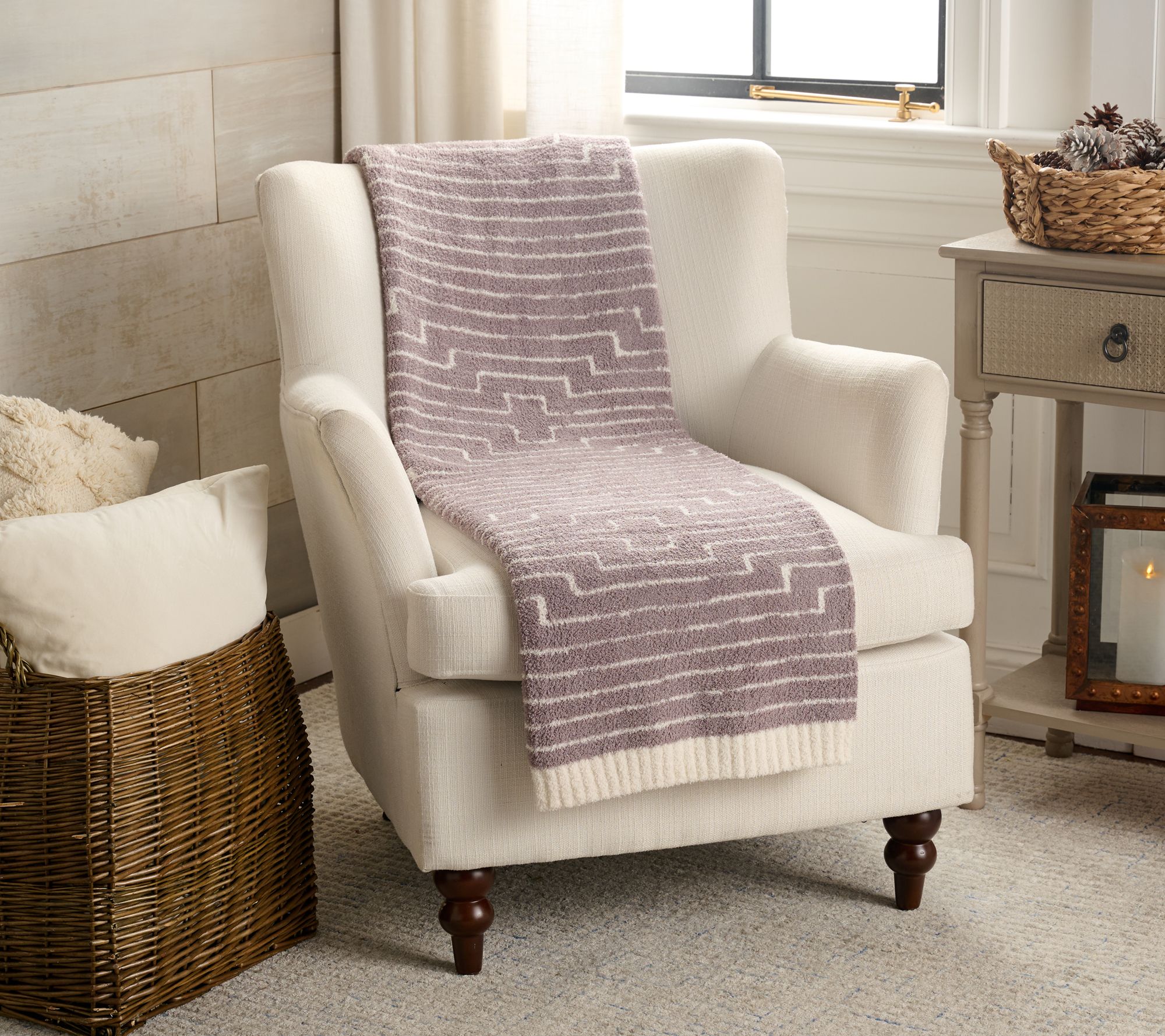 Barefoot Dreams CozyChic Diamond Stripe 45x60 Blanket