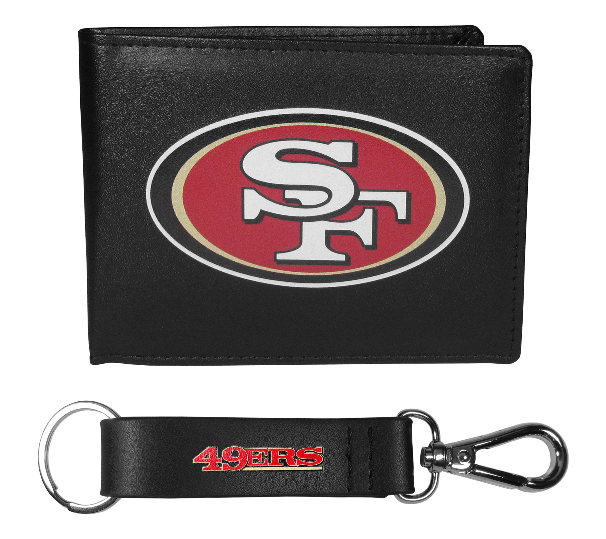Siskiyou Sports NFL Leather Bi-Fold Wallet & St rap Key Chain