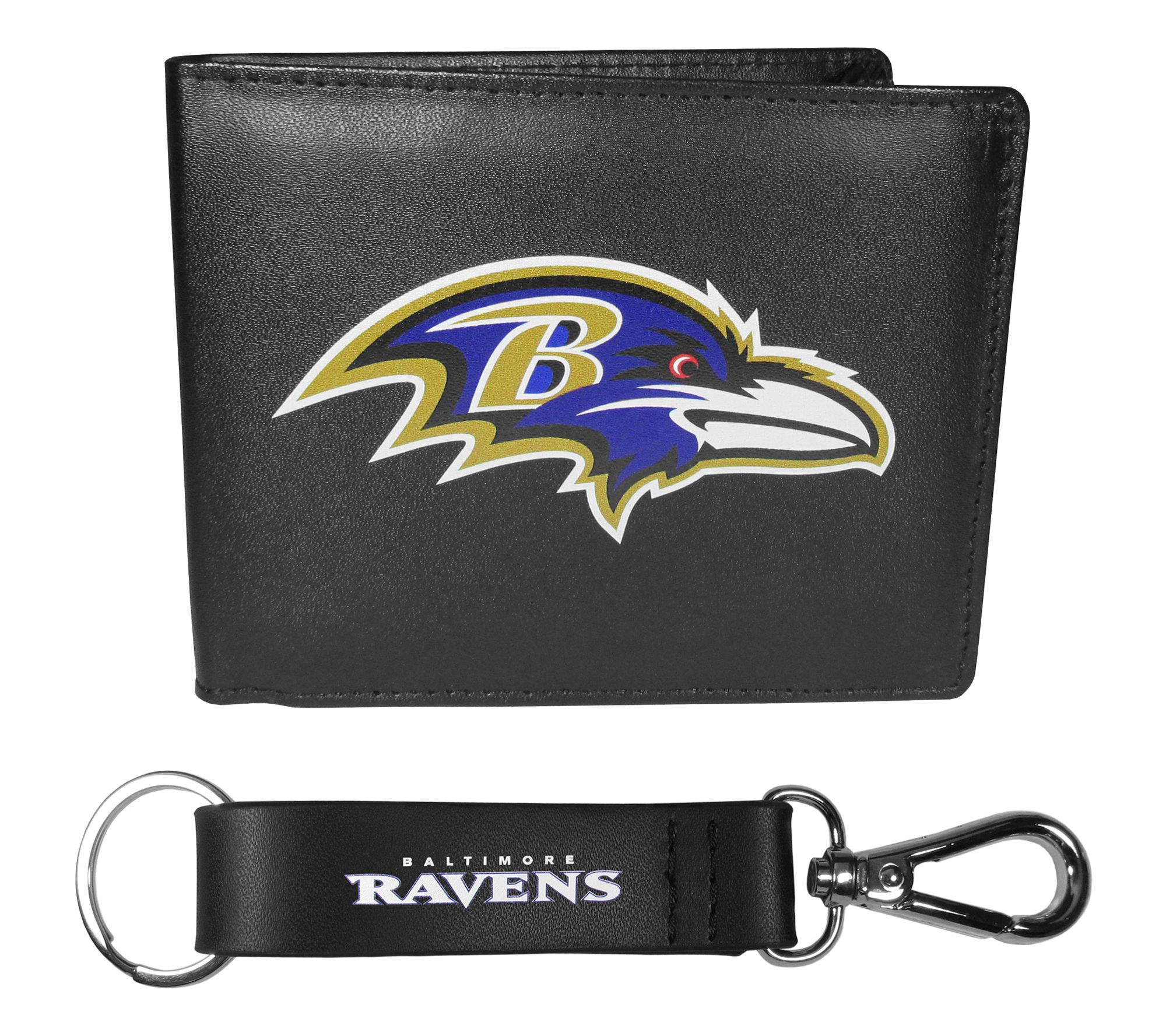 Siskiyou Sports NFL Leather Bi-Fold Wallet & Strap Key Chain