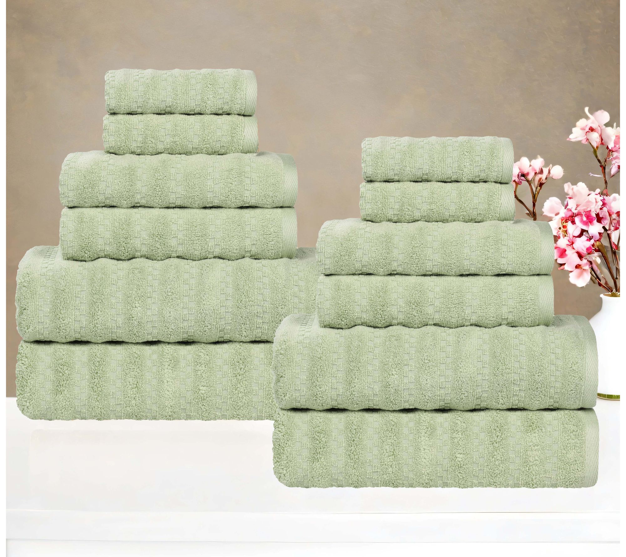 Superior 12 Piece Zuma Zero Twist Cotton Soft Towel Set