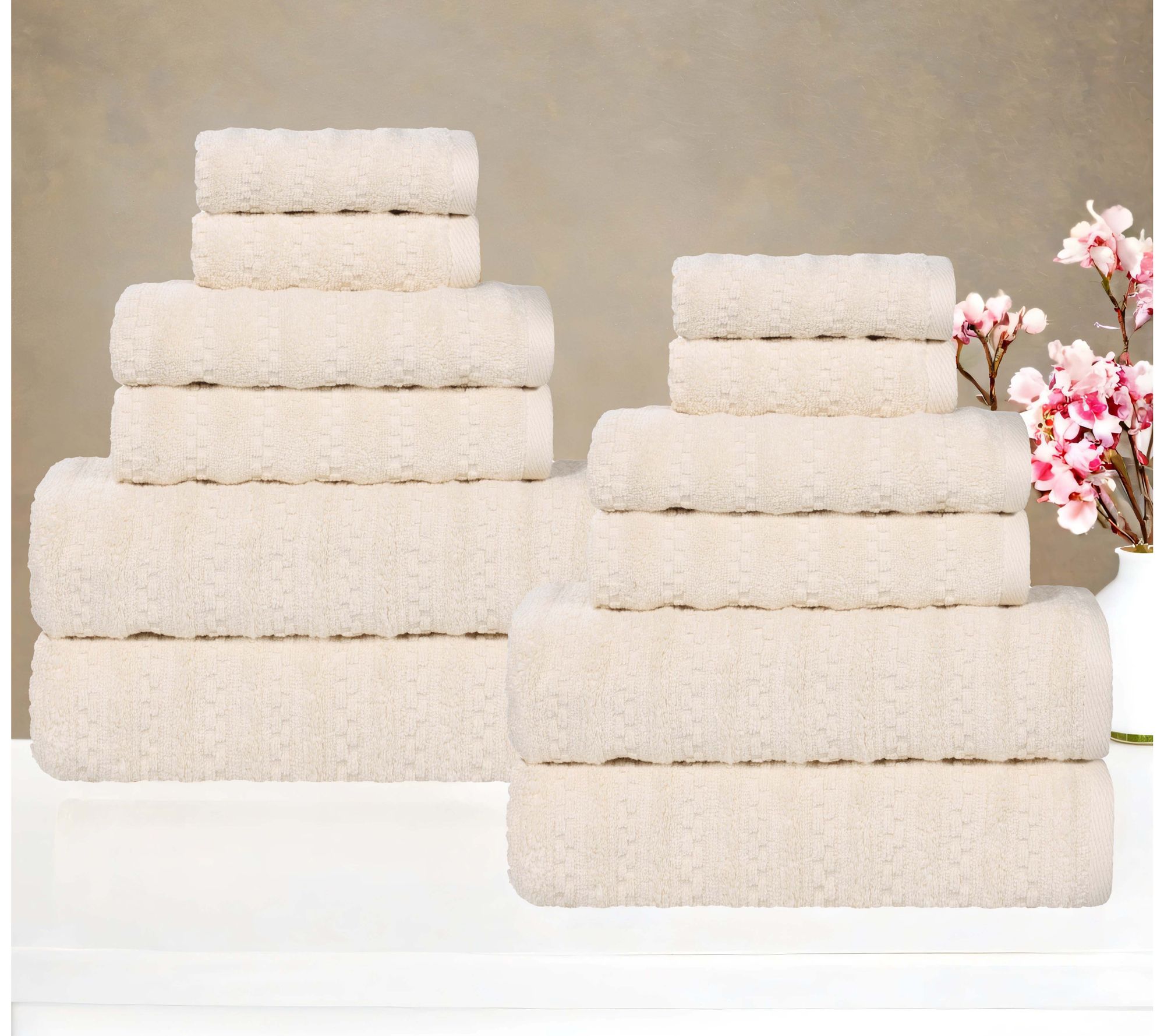 Superior 12 Piece Zuma Zero Twist Cotton Soft Towel Set