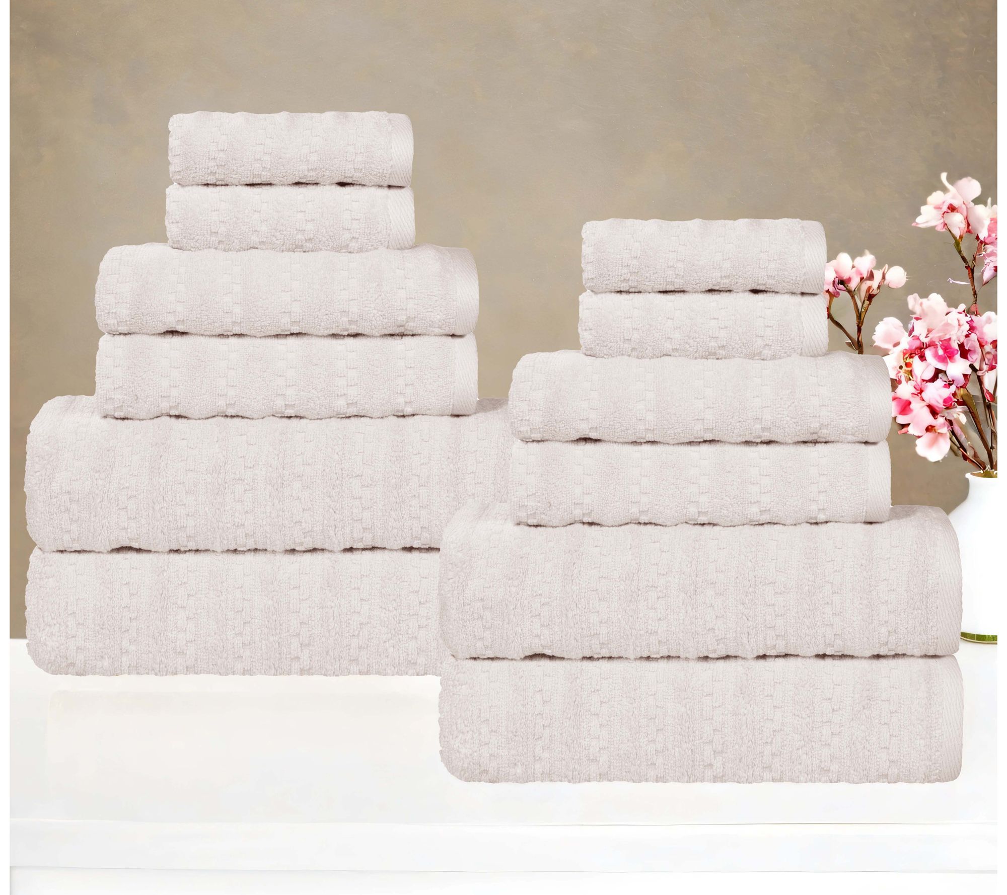 Superior 12 Piece Zuma Zero Twist Cotton Soft Towel Set