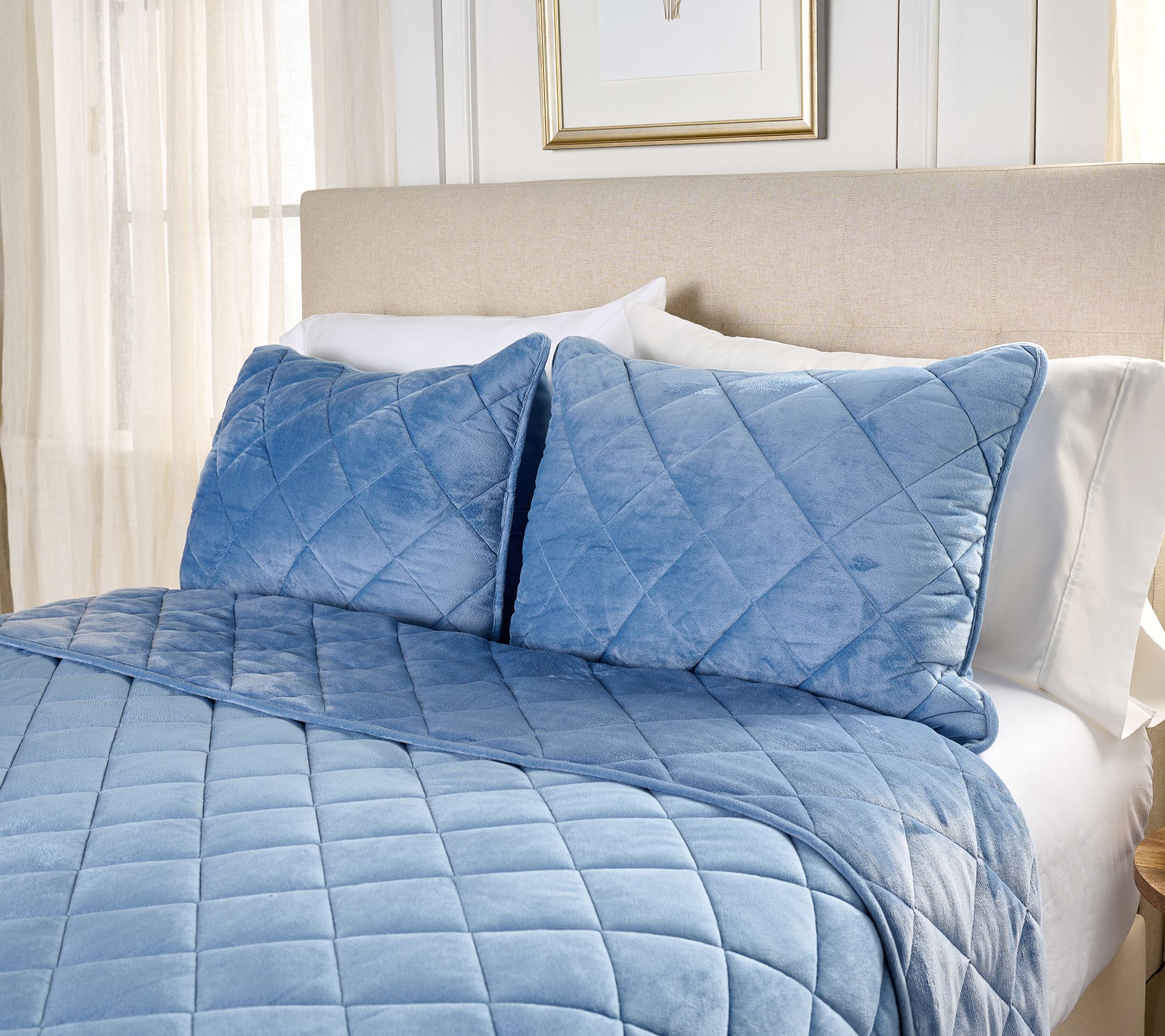 "As Is" Home Reflections Plush Diamond Comforter Set- Queen