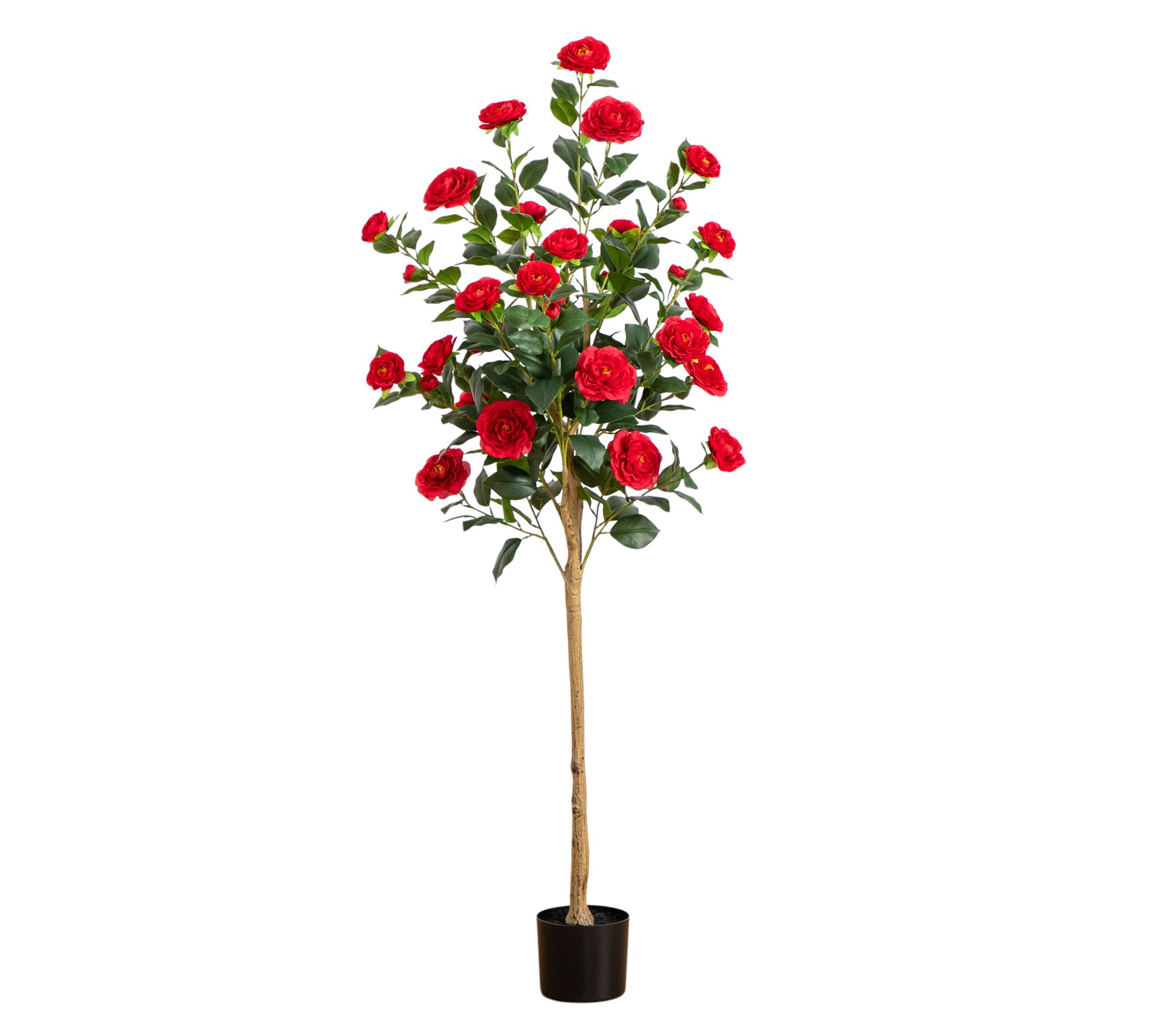 Nearly Natural 5' Artificial Red Camellia RoseTree