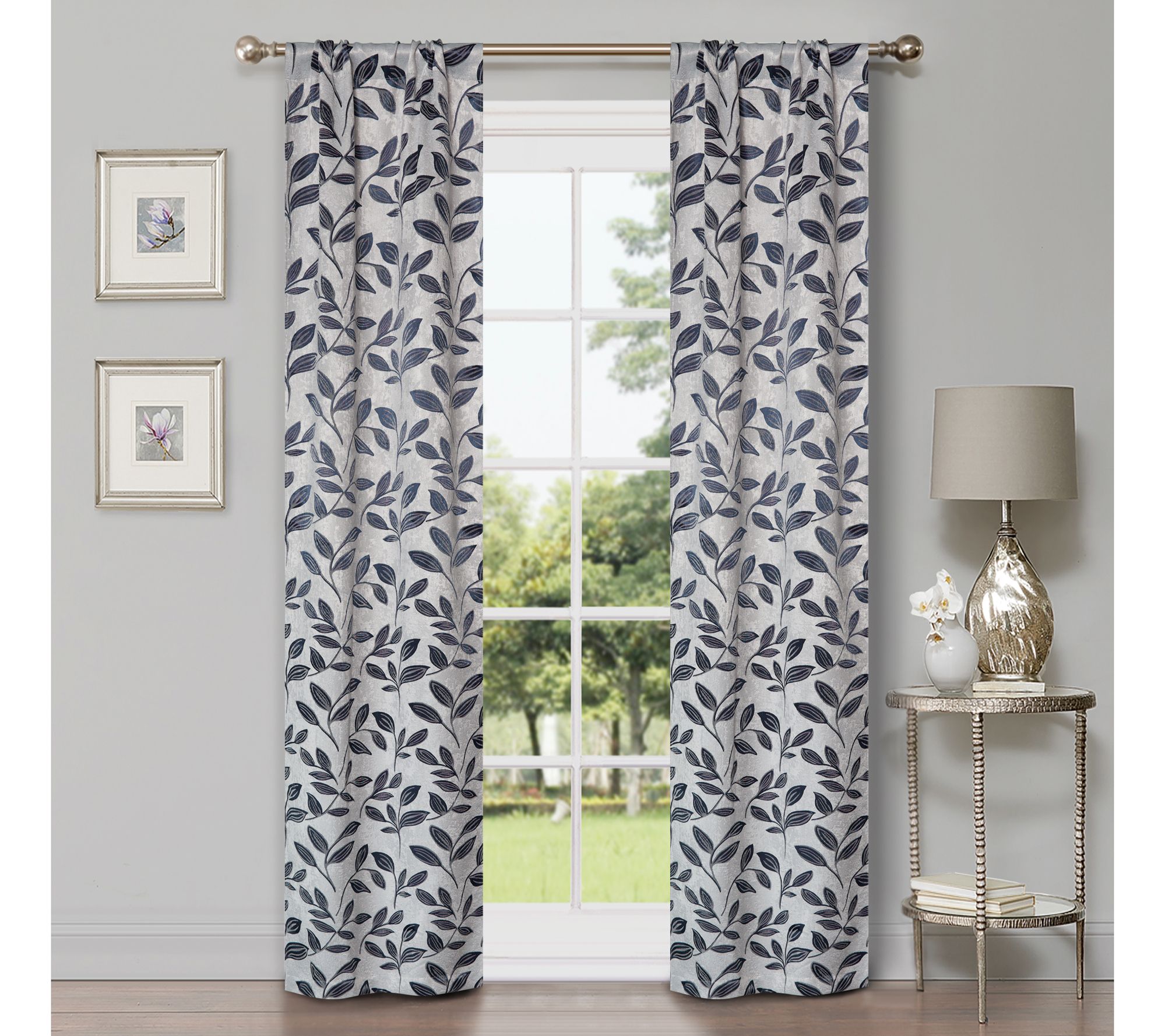 Superior Leaves Room Darkening Curtains Set, 36x84