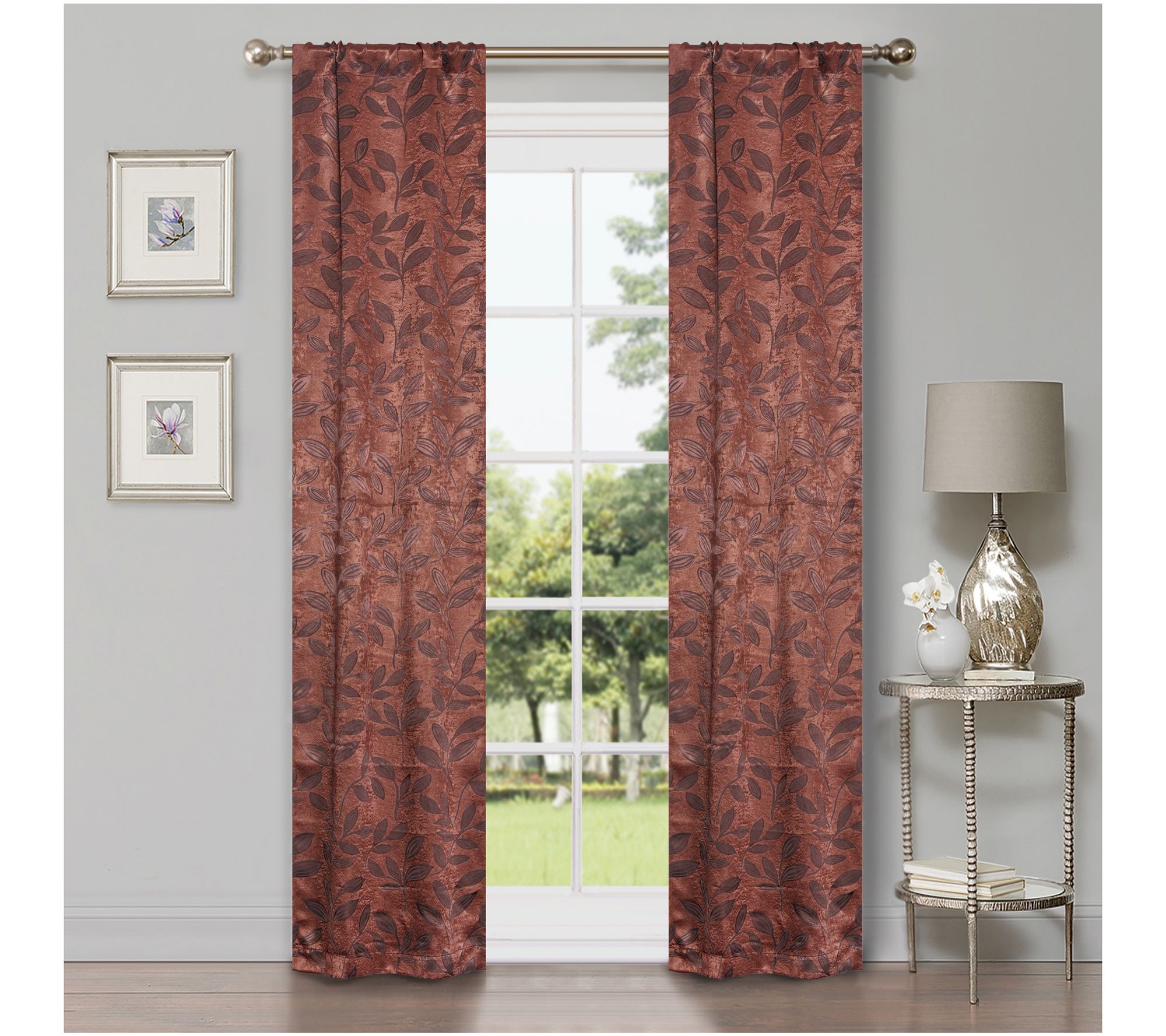 Superior Leaves Room Darkening Curtains Set, 36x84