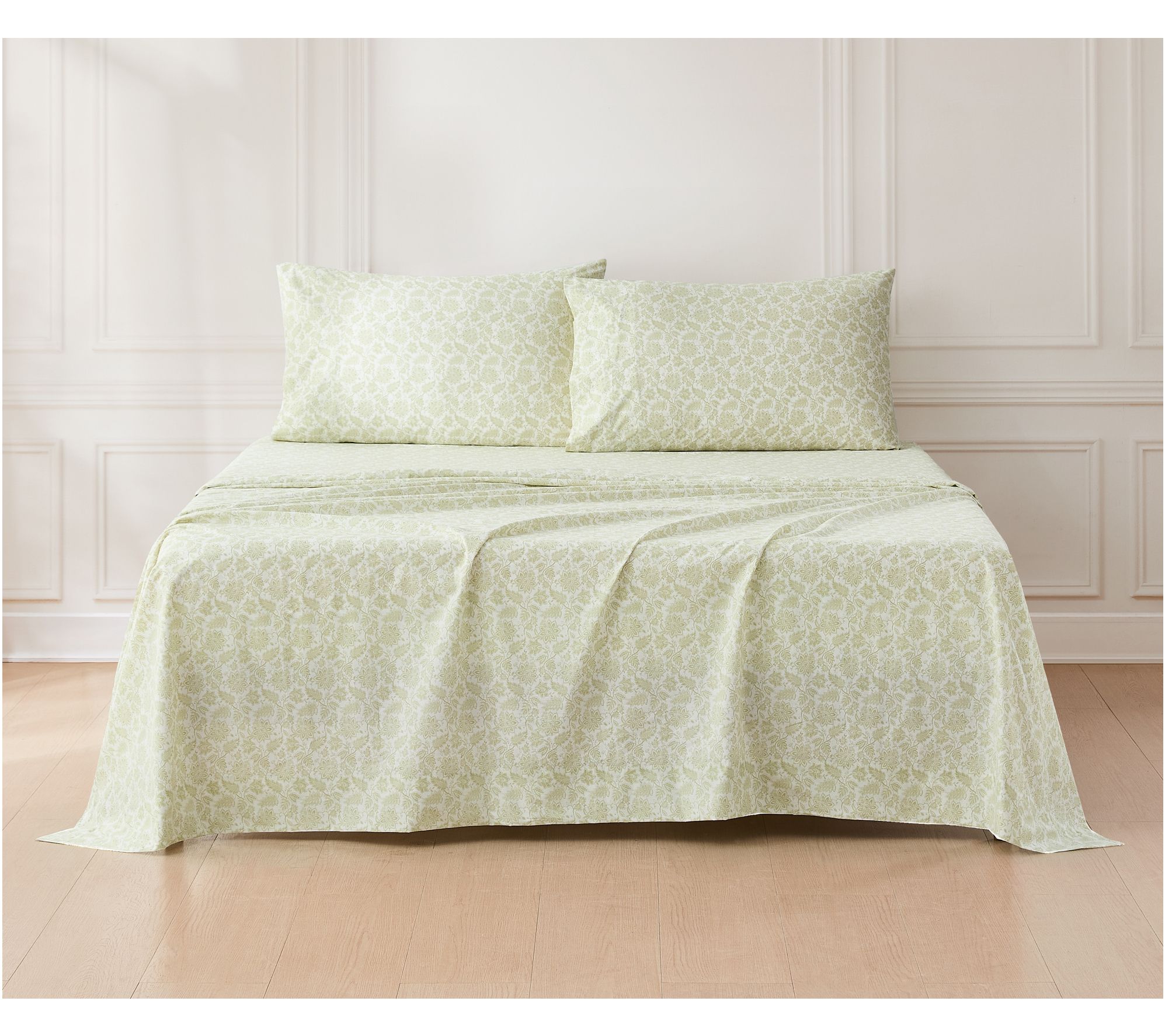 Lush Decor Floral Jacobean Cotton Sheet Set Sage 4Pc Set Full