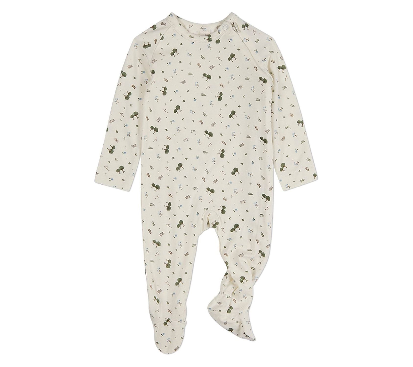 MiniMoi Baby Whimsical Foliage Allover Print Zippered Footie