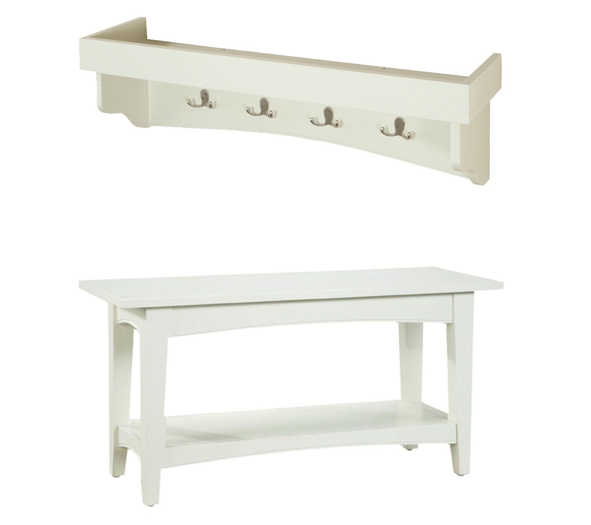 Alaterre Furniture Shaker Cottage Shelf Coat Hook & Bench Set
