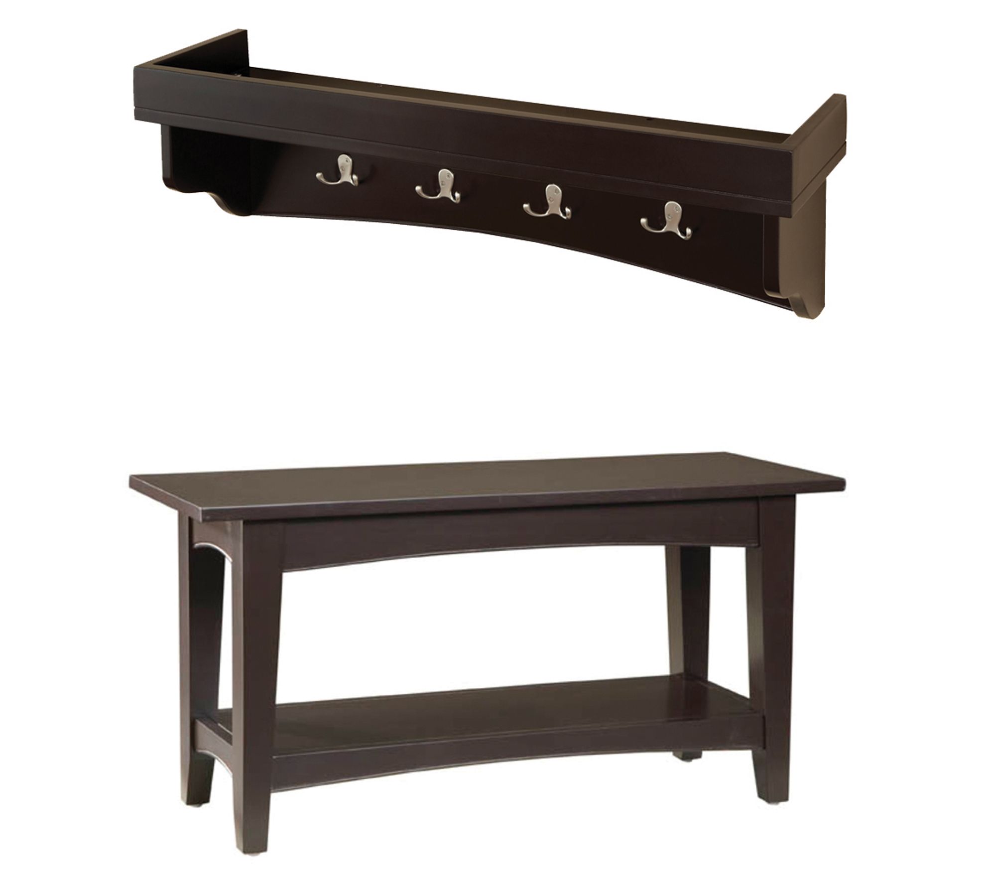 Alaterre Furniture Shaker Cottage Shelf Coat Hook & Bench Set