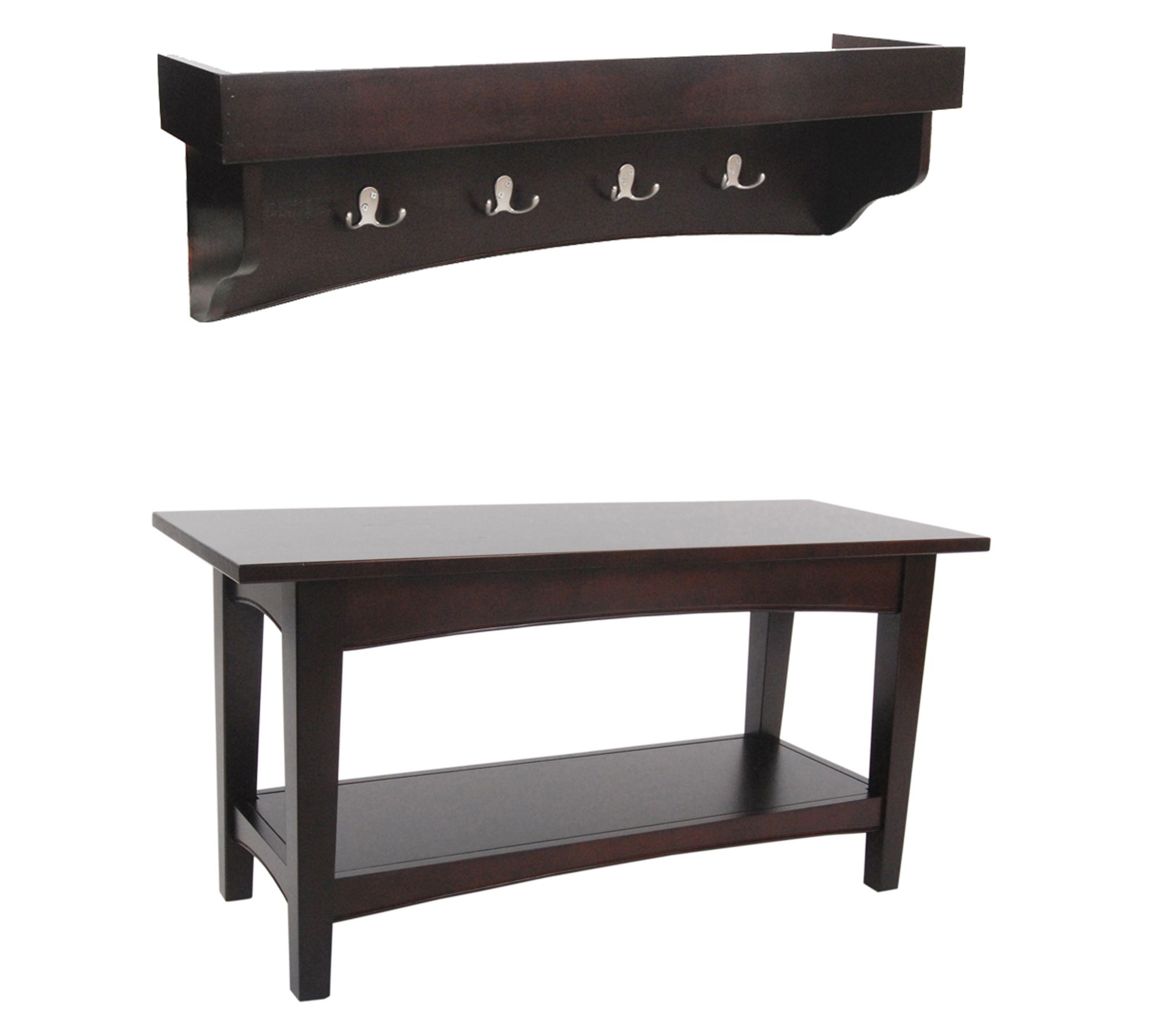 Alaterre Furniture Shaker Cottage Shelf Coat Hook & Bench Set