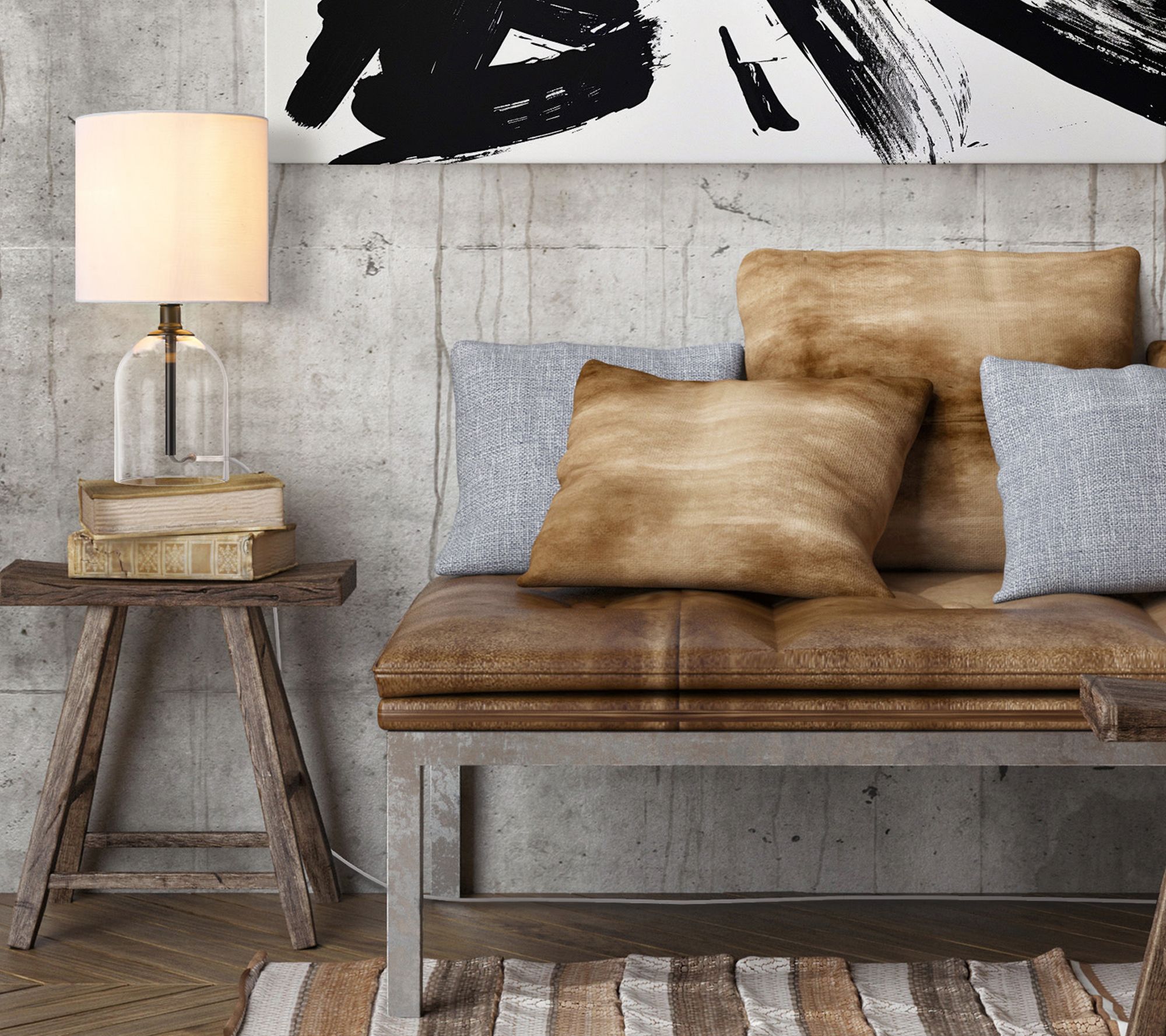 Globe Electric 15" Glass Table Lamp with WhiteLinen Shade