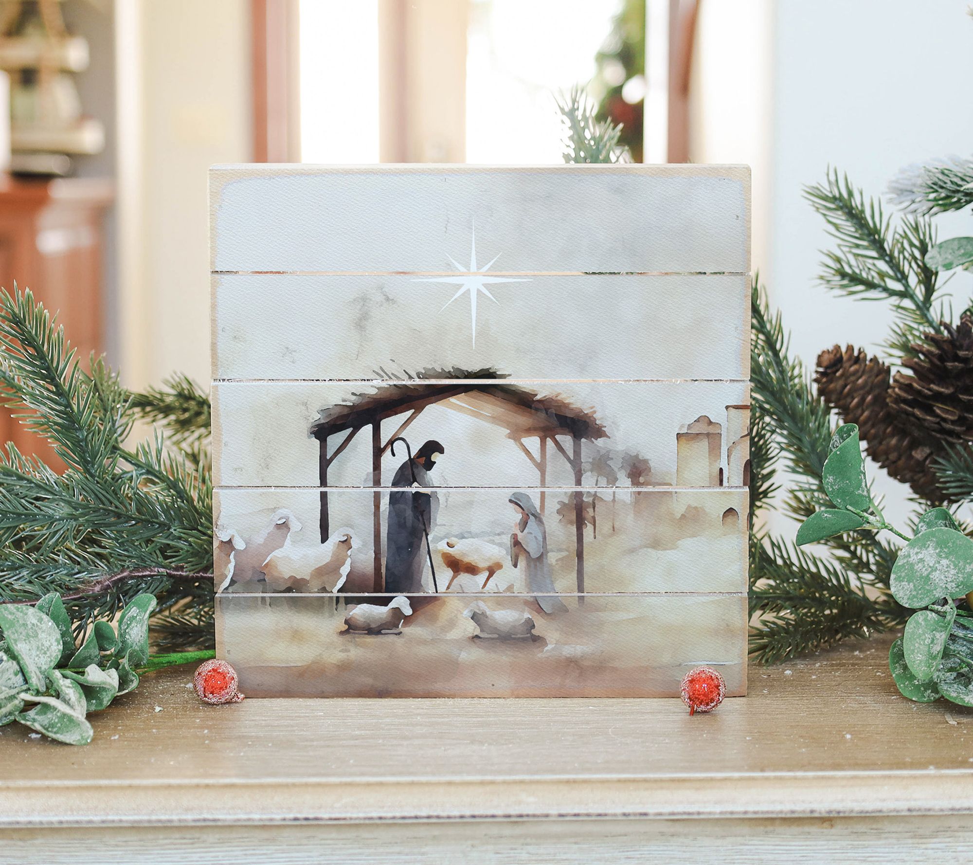 Sincere Surroundings 8" Watercolor Nativity ArtPallet Petite