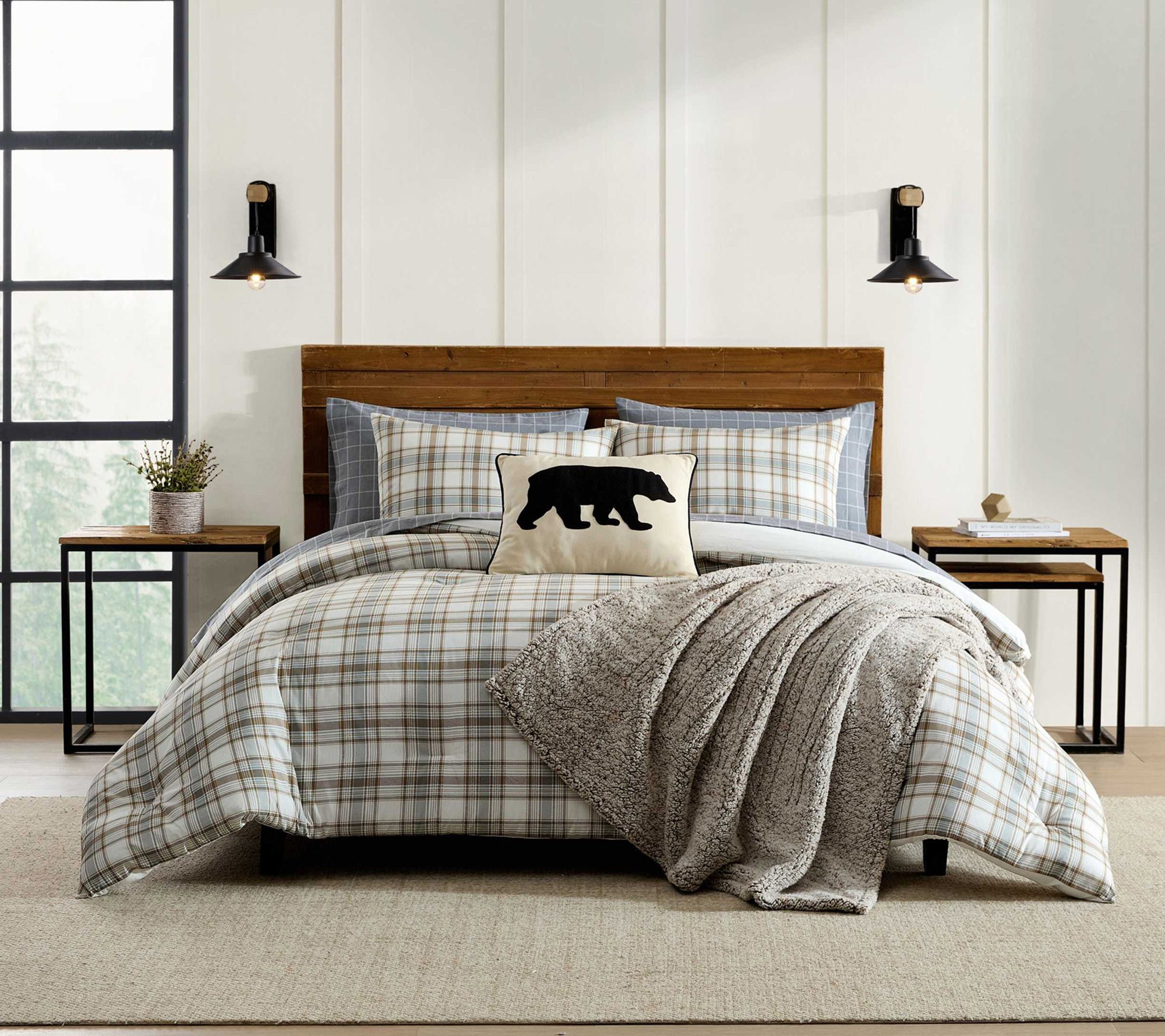 Eddie Bauer Ashland Plaid Beige Cotton Twin Comforter Set