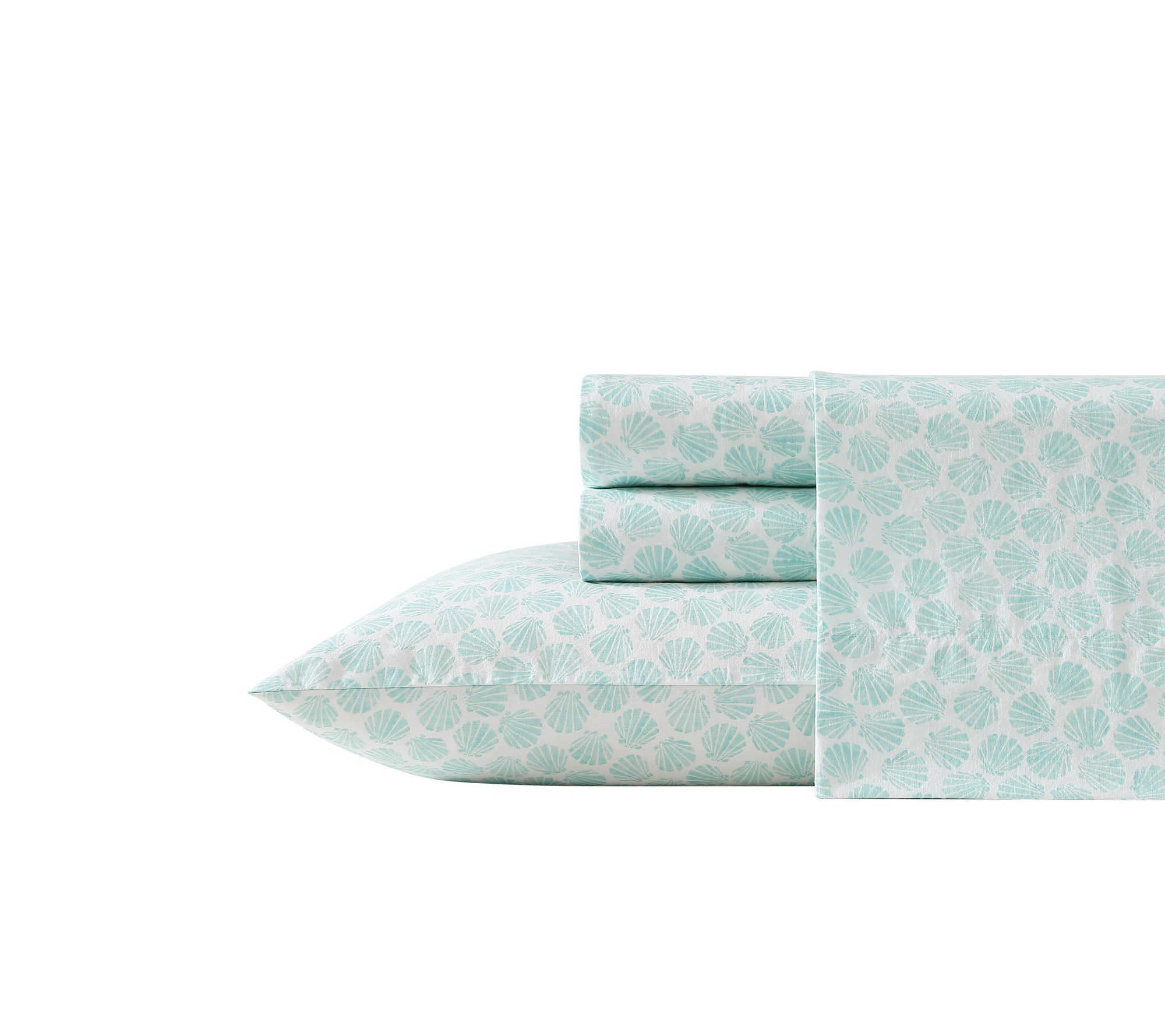 Laura Ashley Margate Shells Teal Cotton Queen Sheet Set